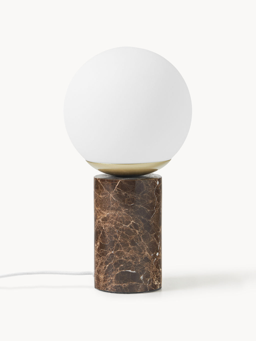 Petite lampe à poser avec pied en marbre Tapio - Blanc, brun, marbré