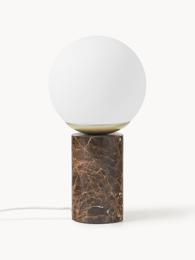 Petite lampe à poser avec pied en marbre Tapio - Blanc, brun, marbré