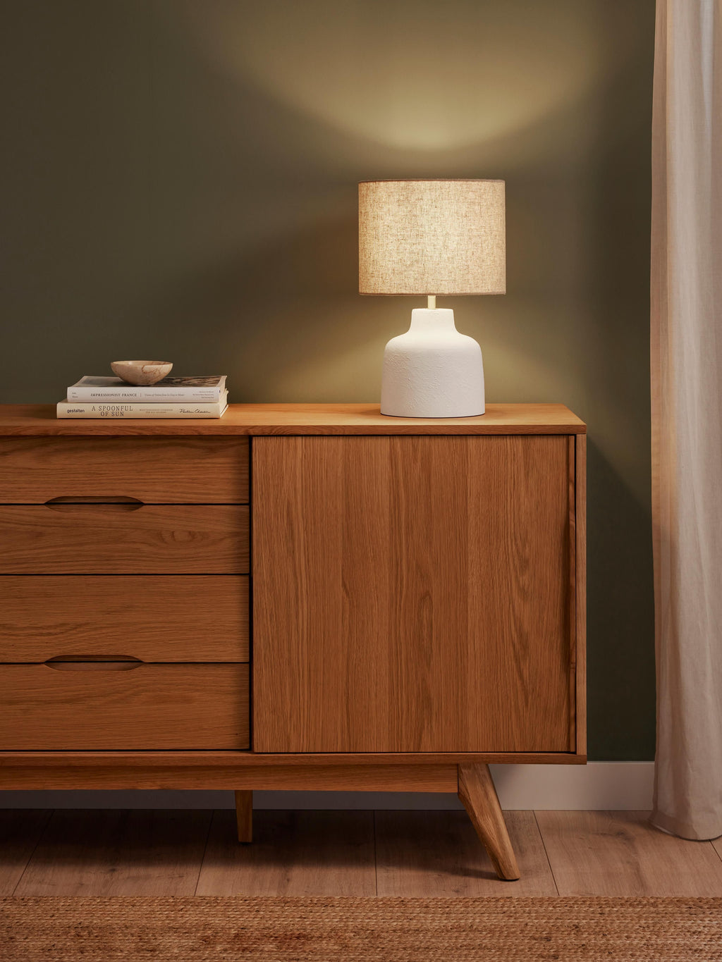 Lampe à poser avec socle en béton Forest - Blanc crème, beige