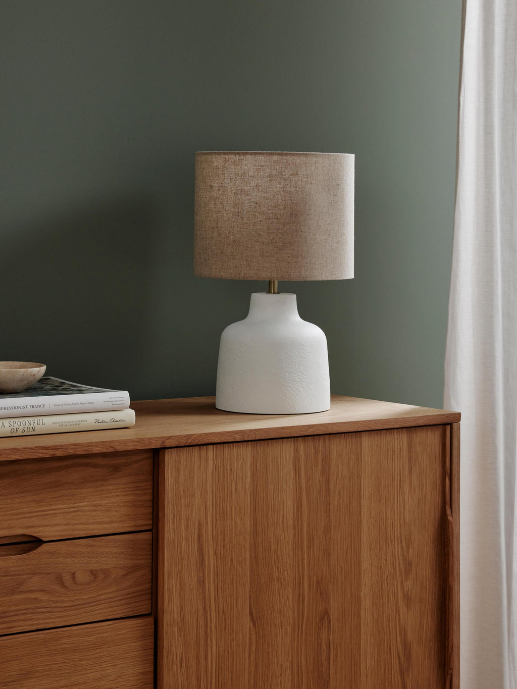 Lampe à poser avec socle en béton Forest - Blanc crème, beige