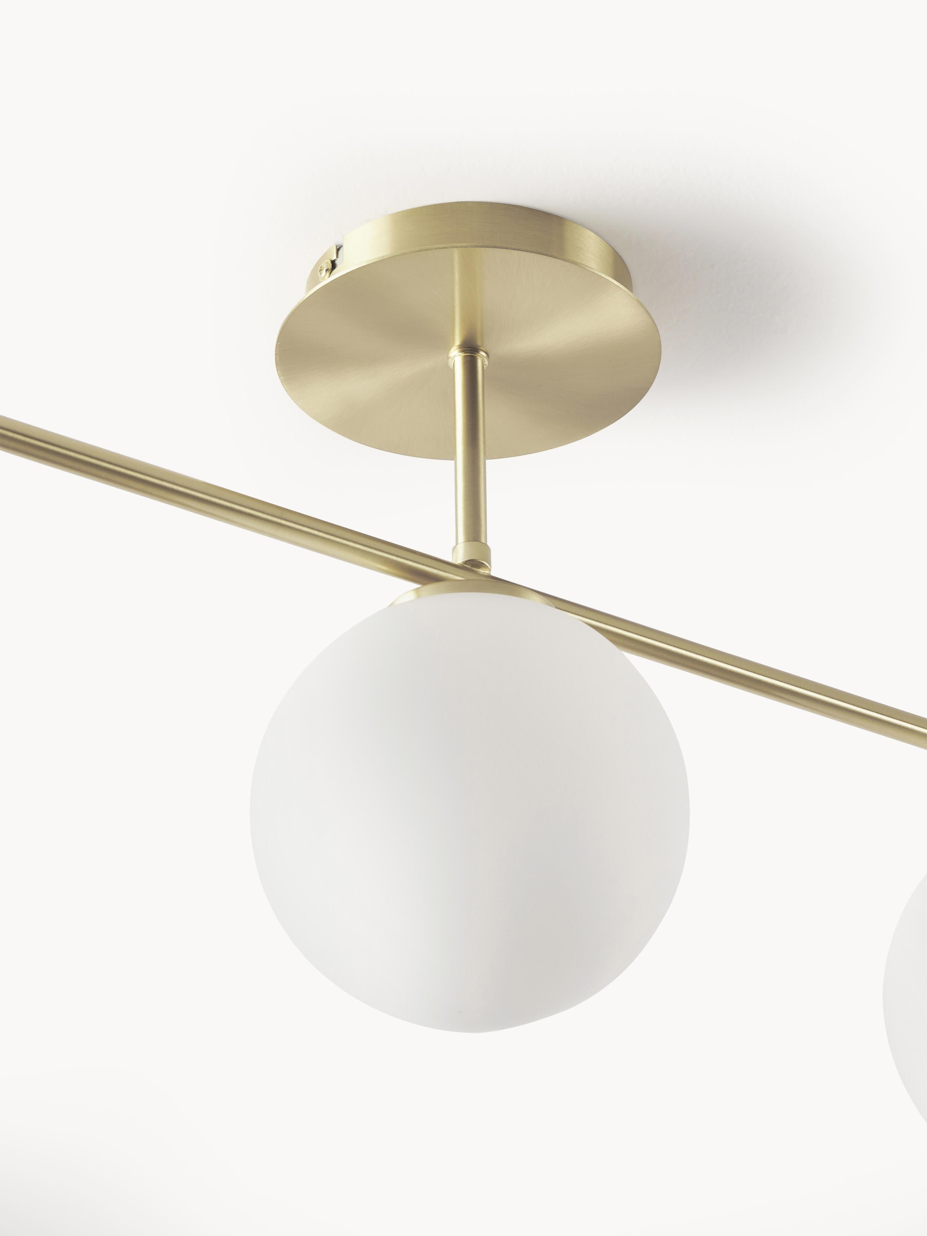 Plafonnier en verre opalescent Niilo - Blanc, doré