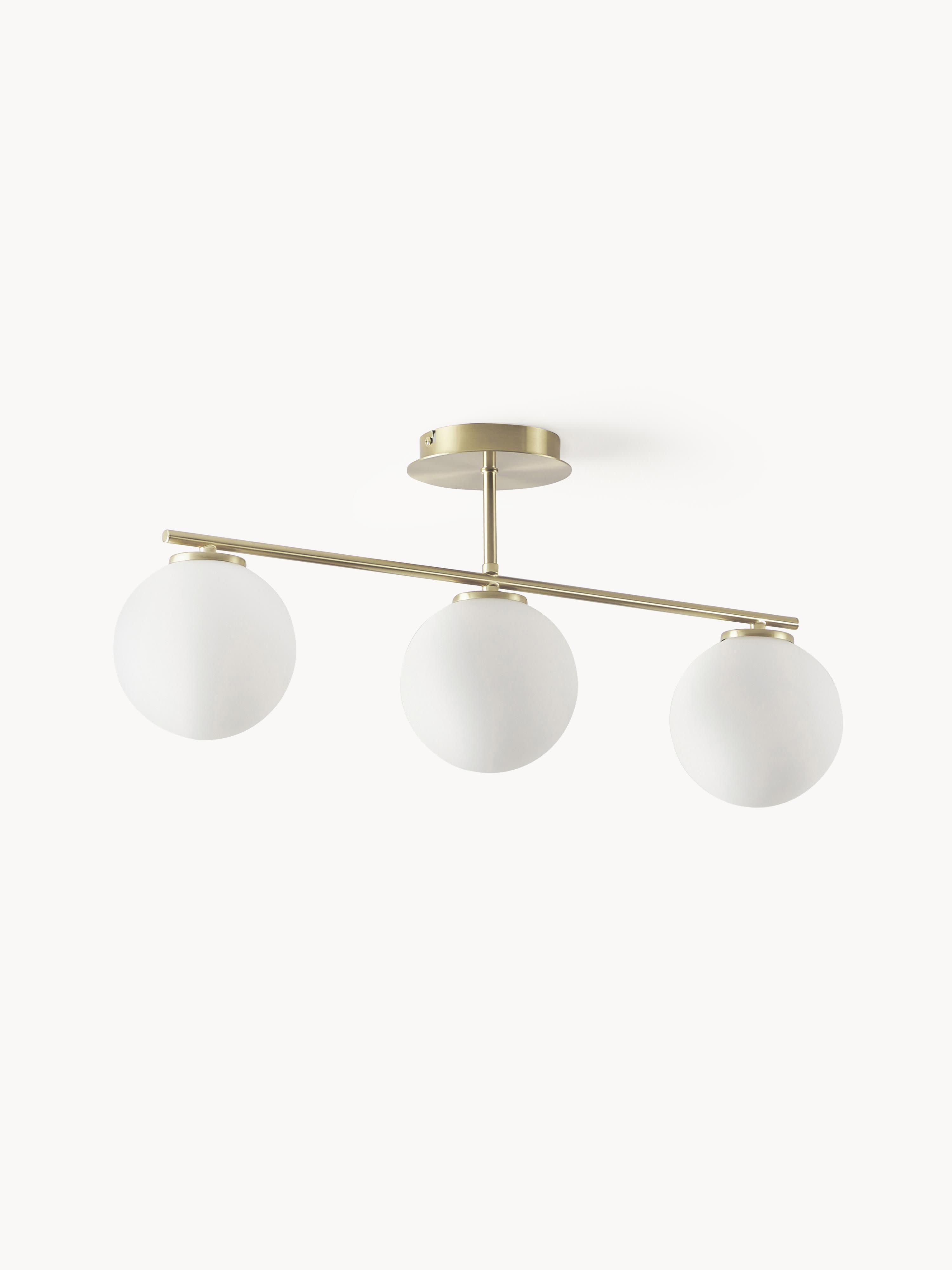 Plafonnier en verre opalescent Niilo - Blanc, doré