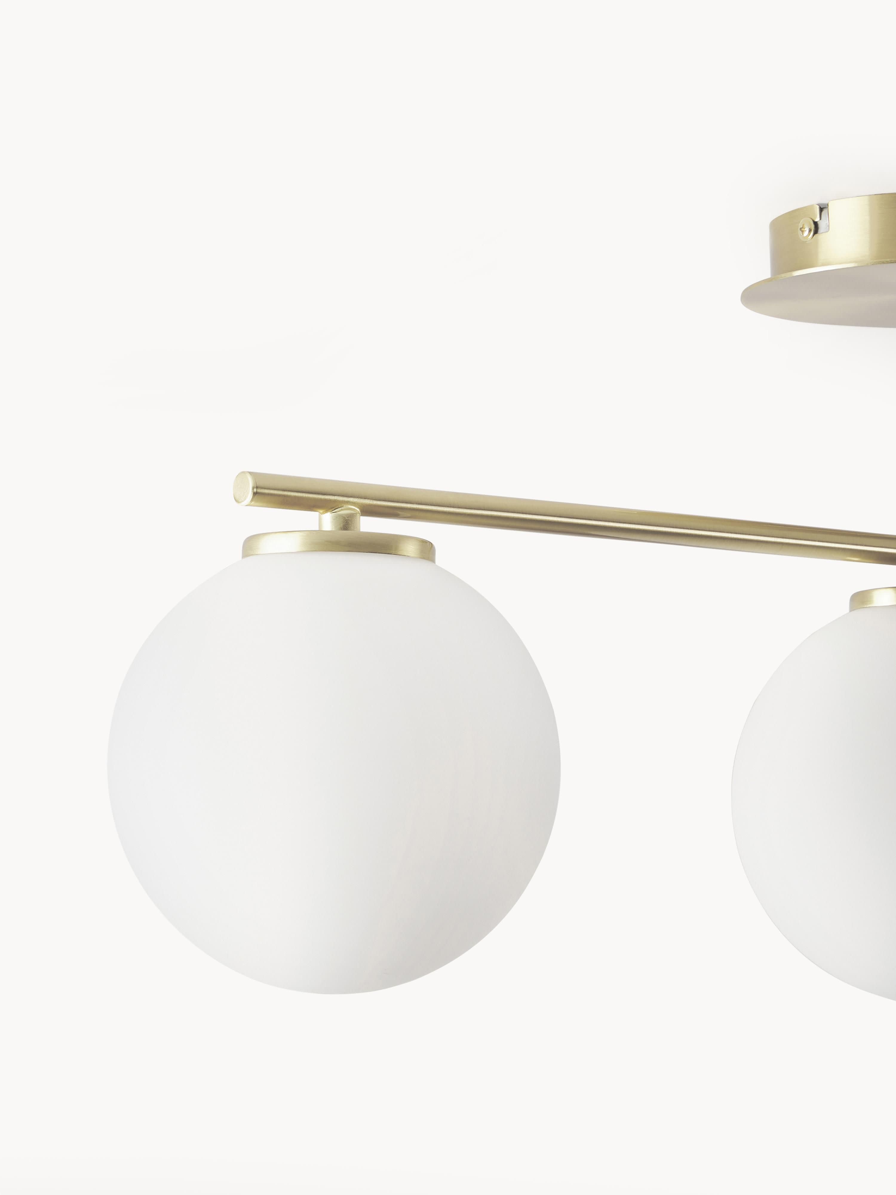 Plafonnier en verre opalescent Niilo - Blanc, doré