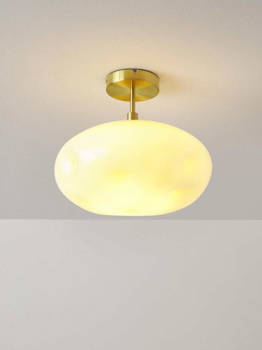 Plafonnier en verre opalescent Noir - Blanc crème