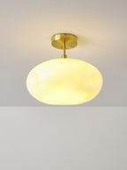 Plafonnier en verre opalescent Noir - Blanc crème