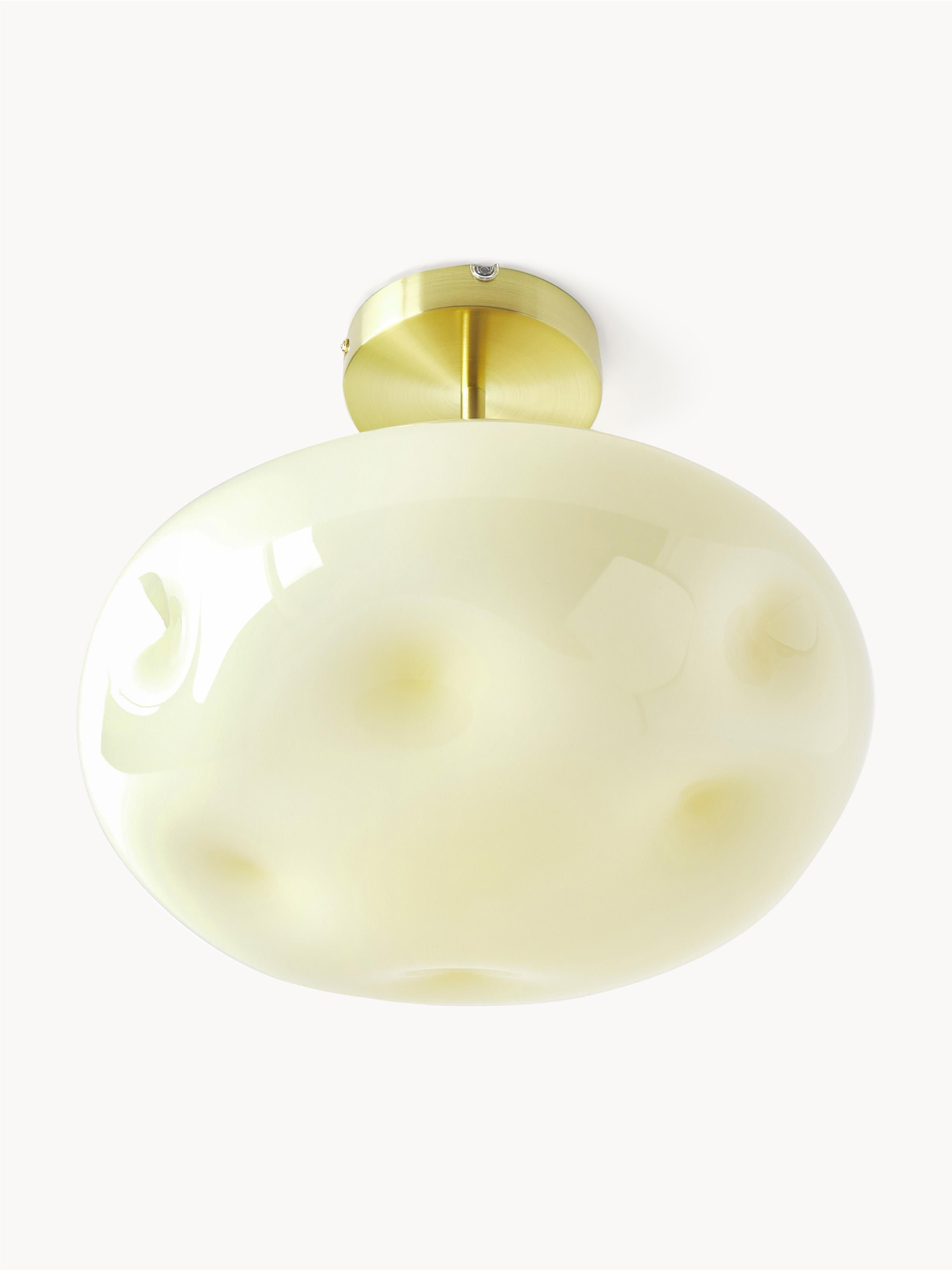 Plafonnier en verre opalescent Noir - Blanc crème