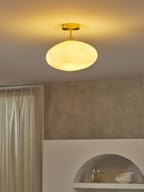 Plafonnier en verre opalescent Noir - Blanc crème