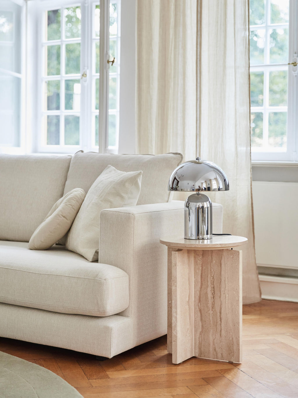 Lampe à poser rétro Elmo - Argenté, haute brillance