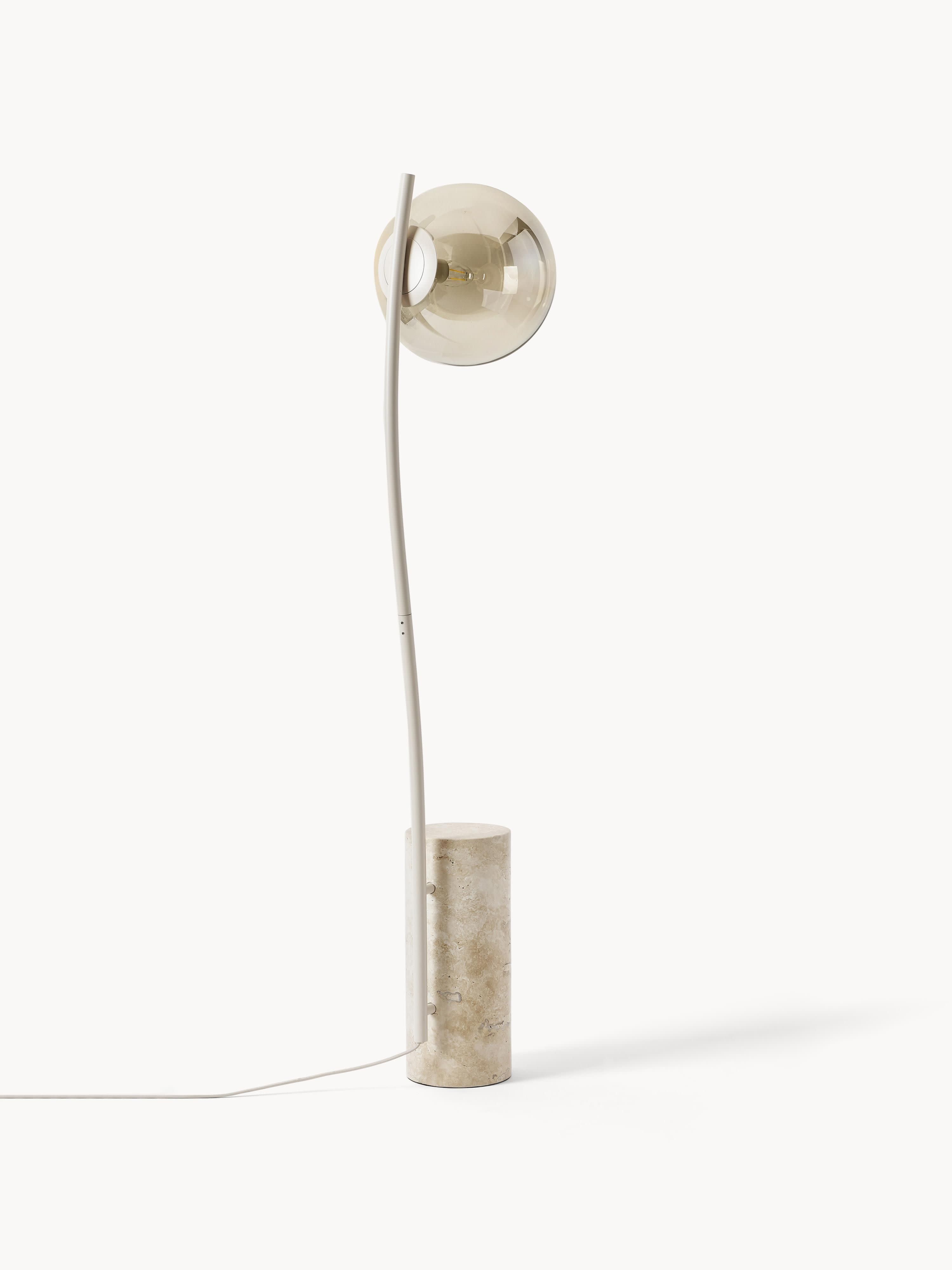 Petit lampadaire avec base en travertin Birk - Beige, travertin