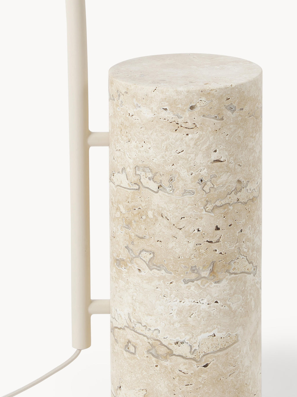 Petit lampadaire avec base en travertin Birk - Beige, travertin