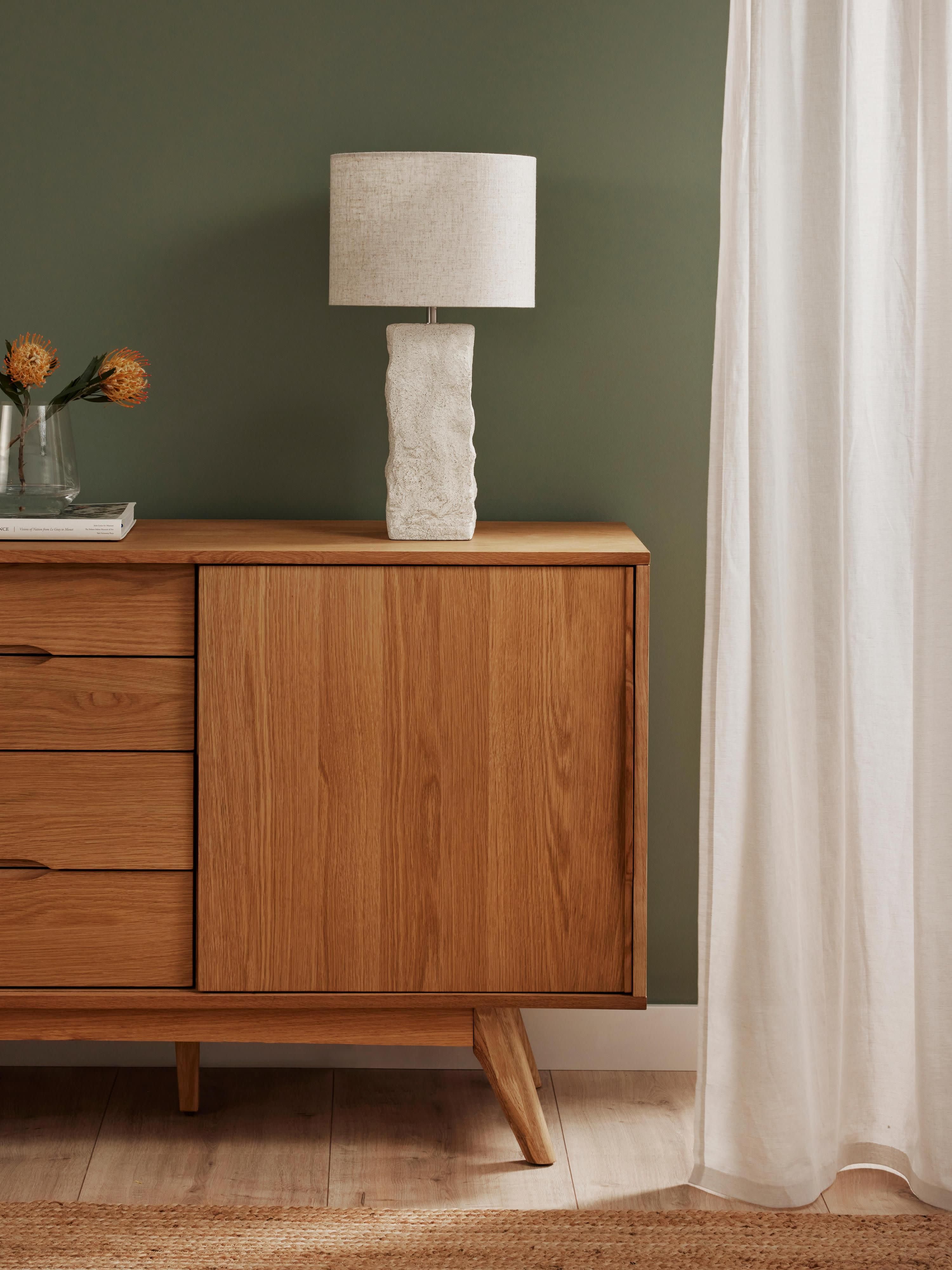 Grande lampe à poser avec pied en béton Dadi - Beige clair