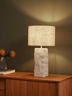 Grande lampe à poser avec pied en béton Dadi - Beige clair