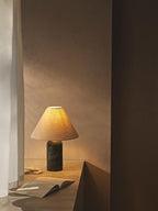 Lampe à poser avec pied en marbre Baldvin - Beige, vert foncé, marbré