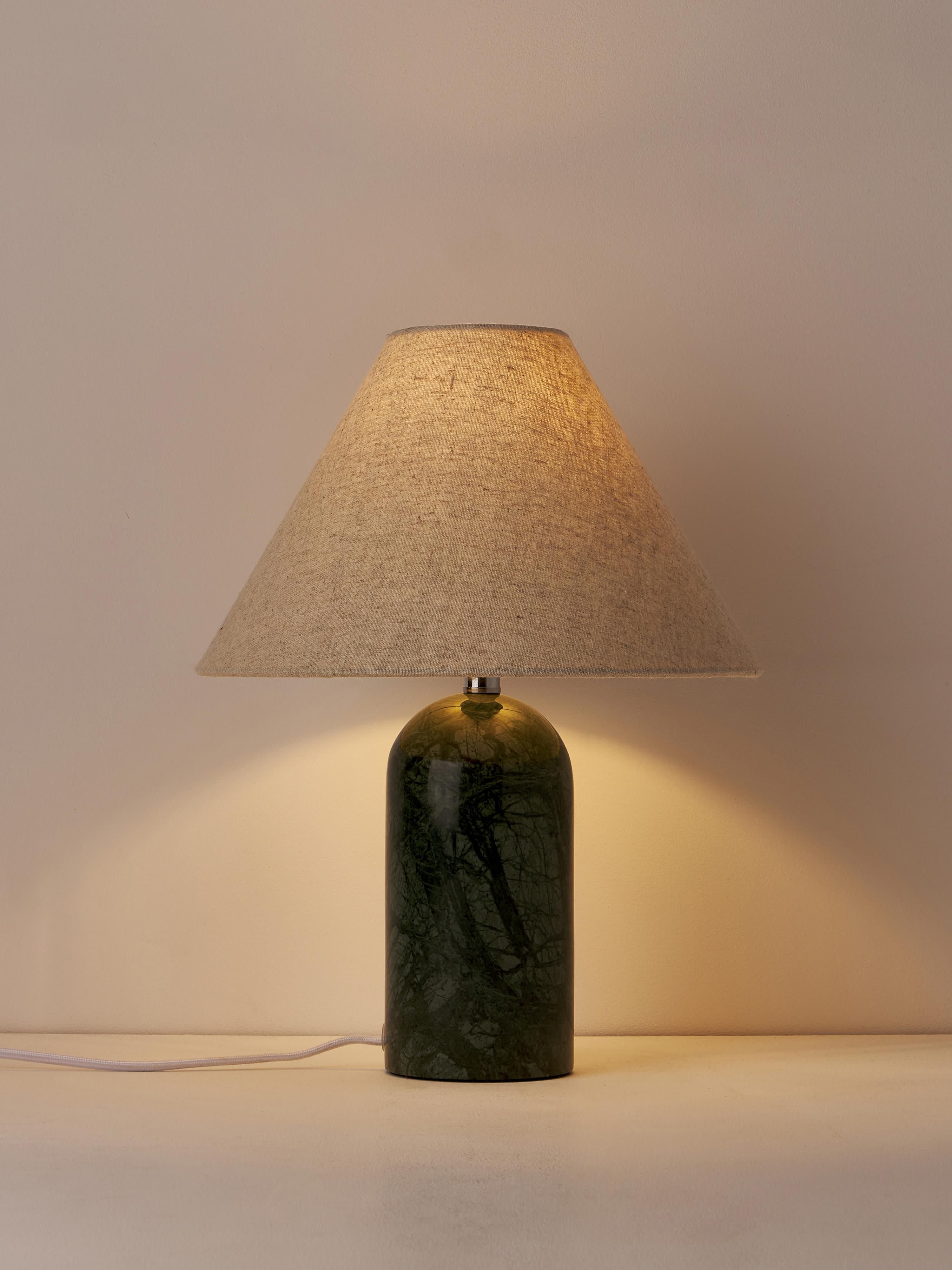 Lampe à poser avec pied en marbre Baldvin - Beige, vert foncé, marbré