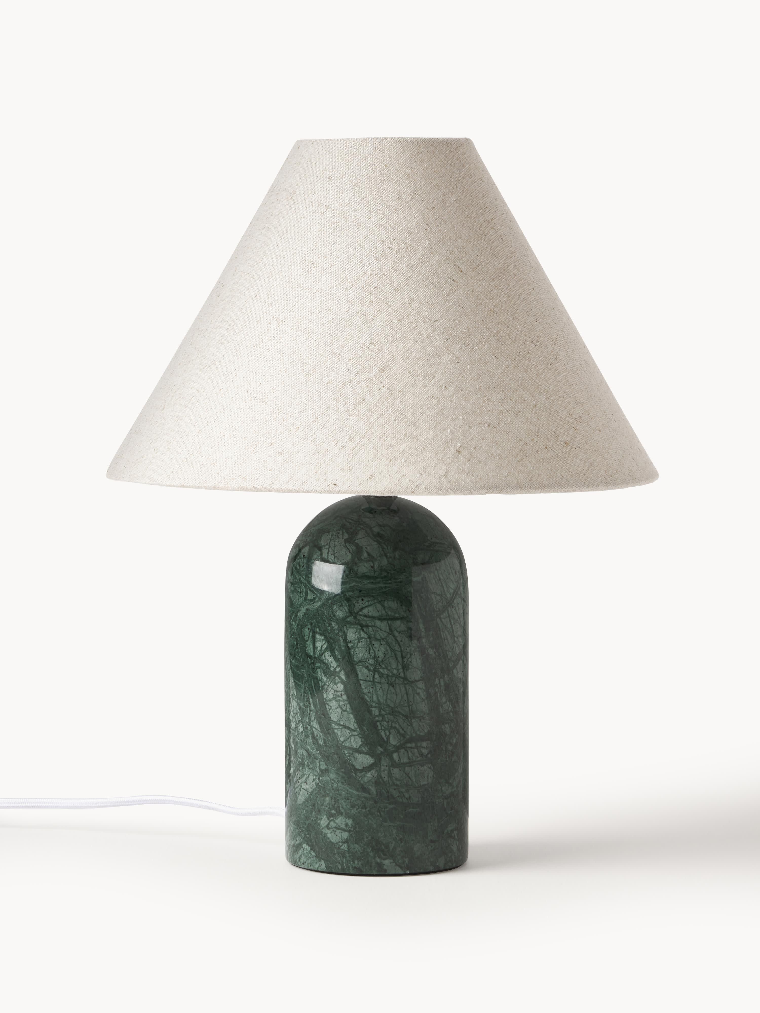 Lampe à poser avec pied en marbre Baldvin - Beige, vert foncé, marbré