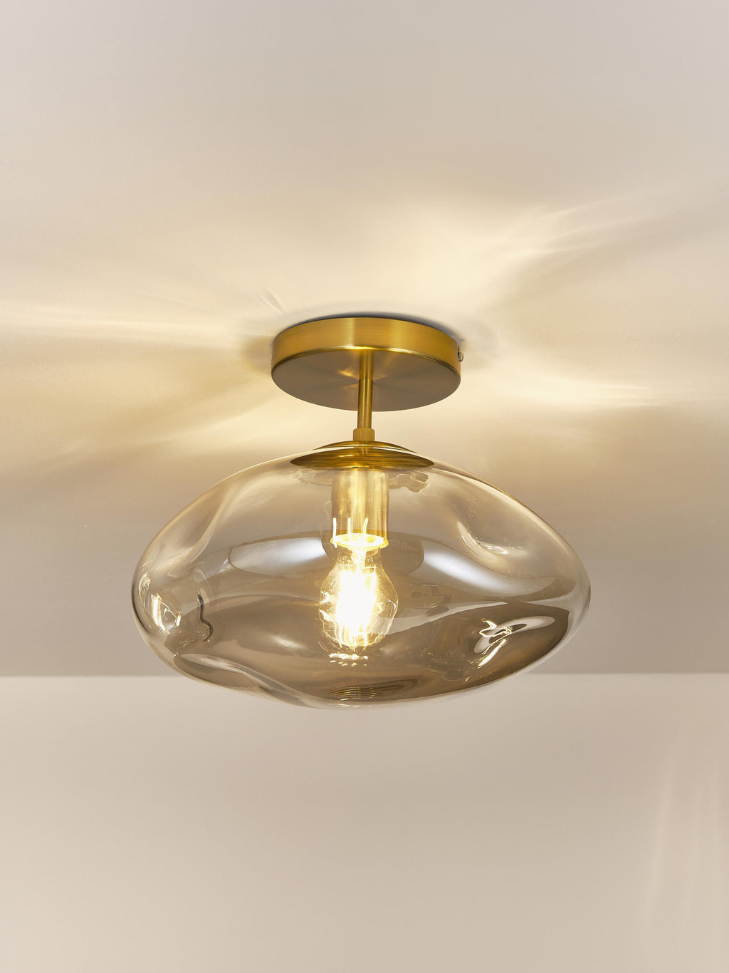 Plafonnier en verre Kol - Beige, doré