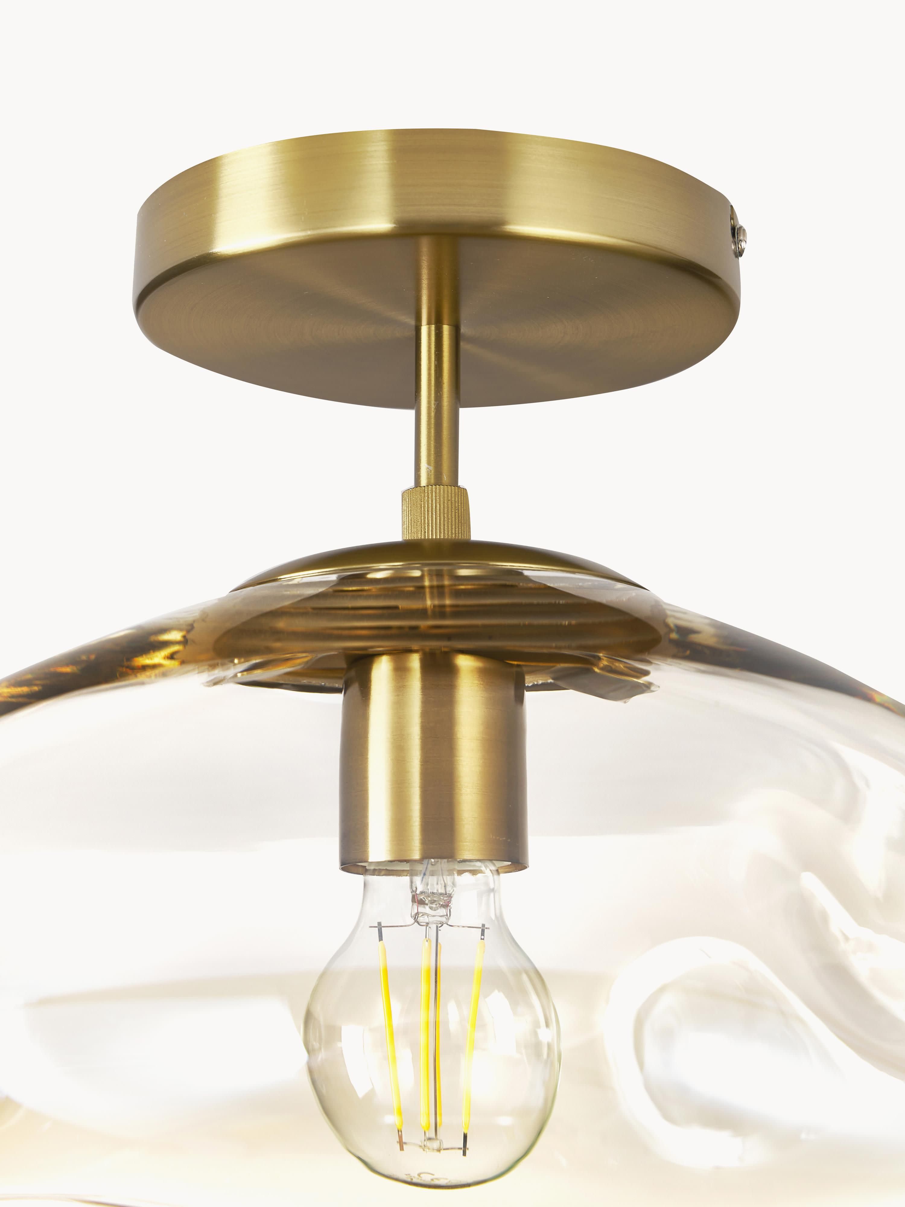 Plafonnier en verre Kol - Beige, doré