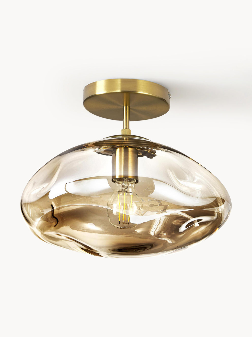 Plafonnier en verre Kol - Beige, doré