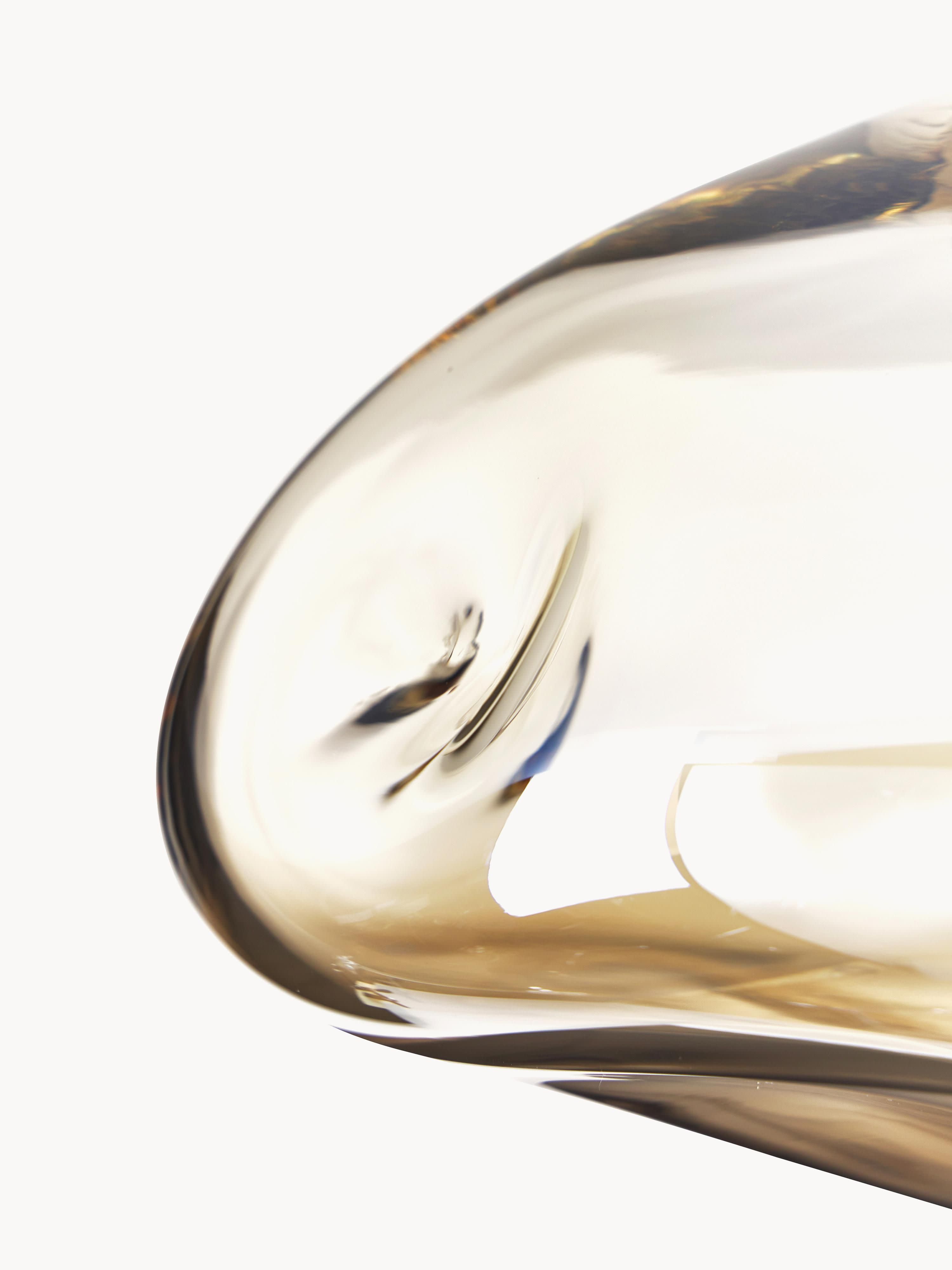 Plafonnier en verre Kol - Beige, doré