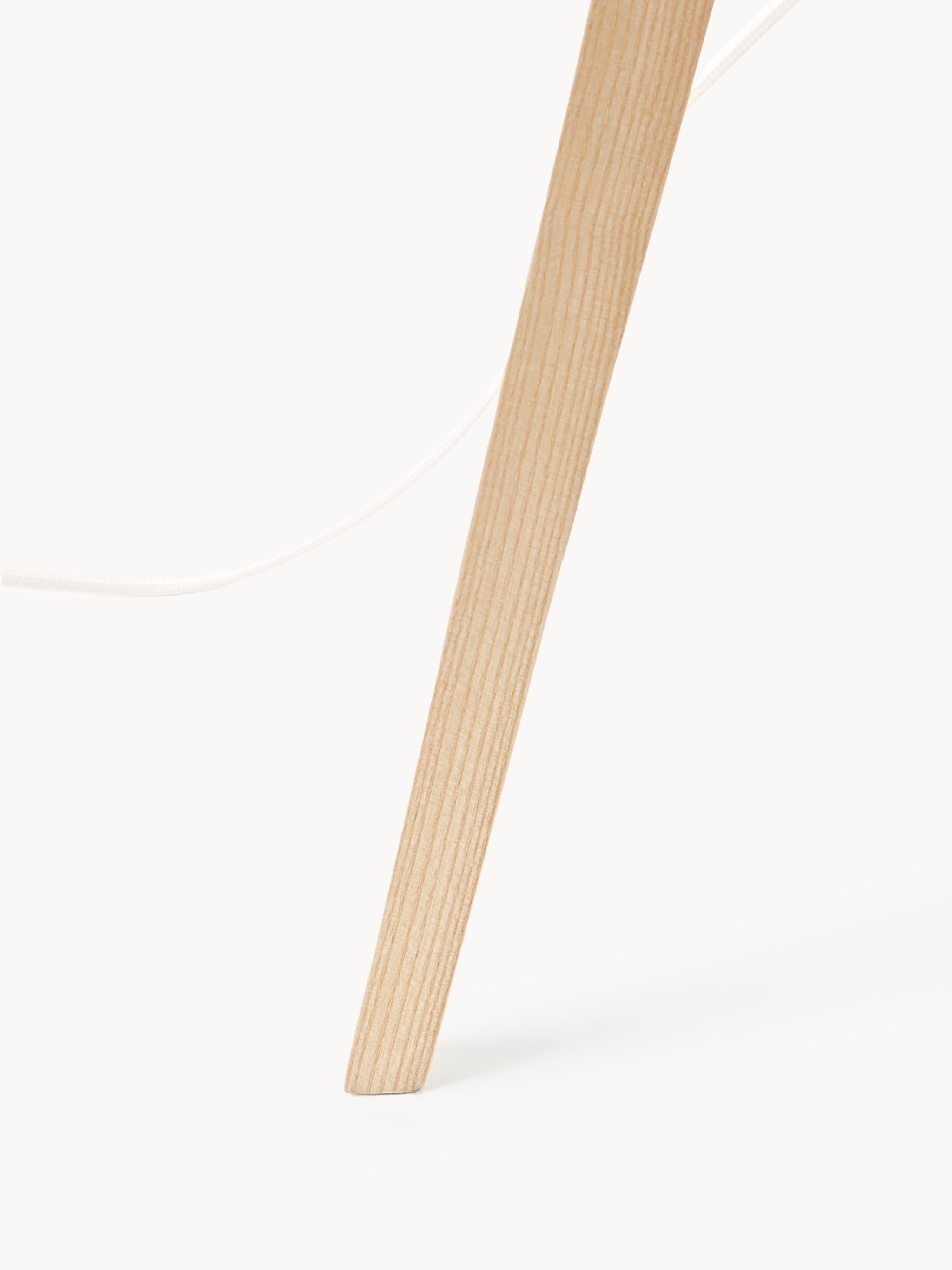 Lampadaire trépied scandi en bois massif Garth - Beige clair, brun clair