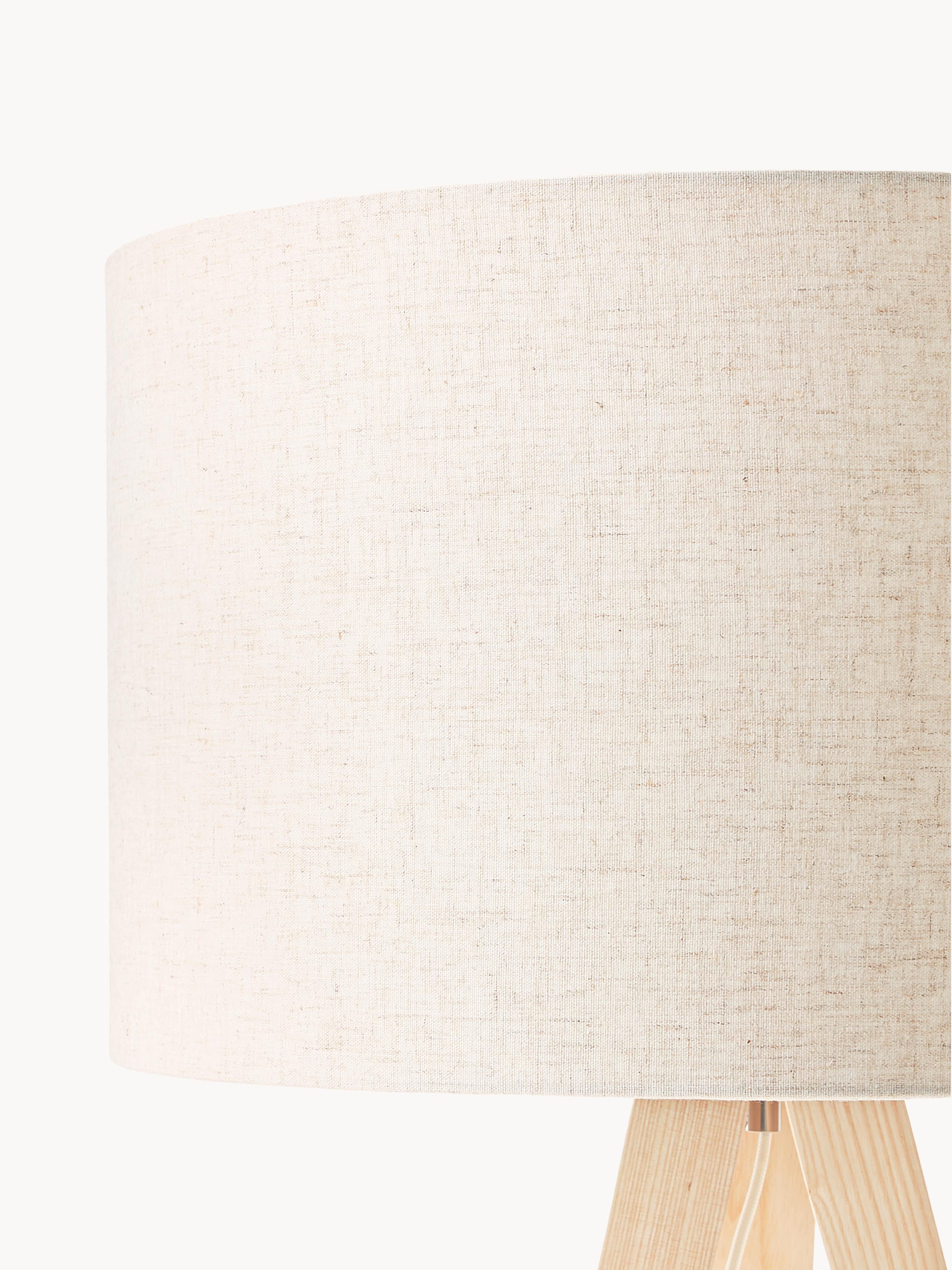 Lampadaire trépied scandi en bois massif Garth - Beige clair, brun clair