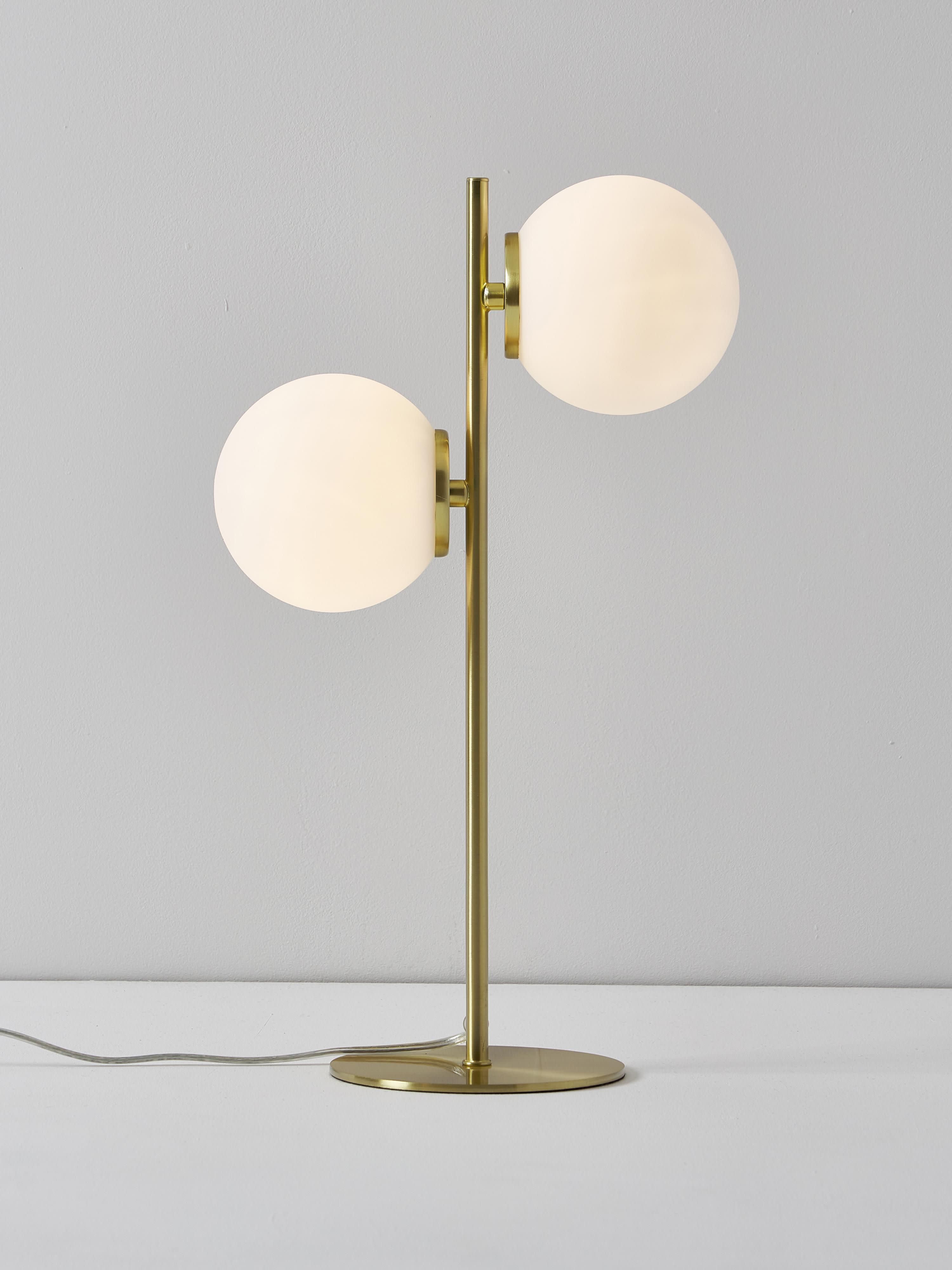 Lampe à poser en verre opalescent Niilo - Blanc, doré