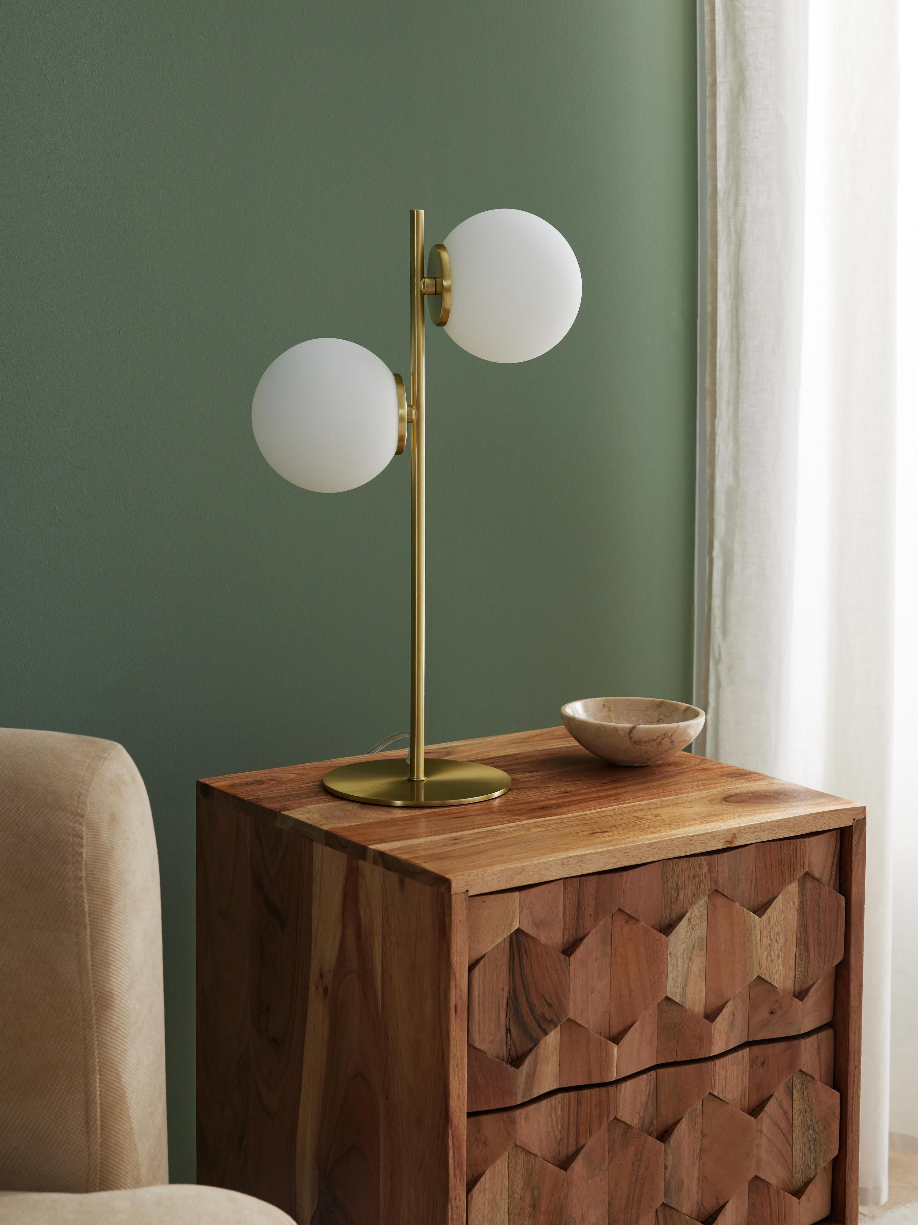 Lampe à poser en verre opalescent Niilo - Blanc, doré