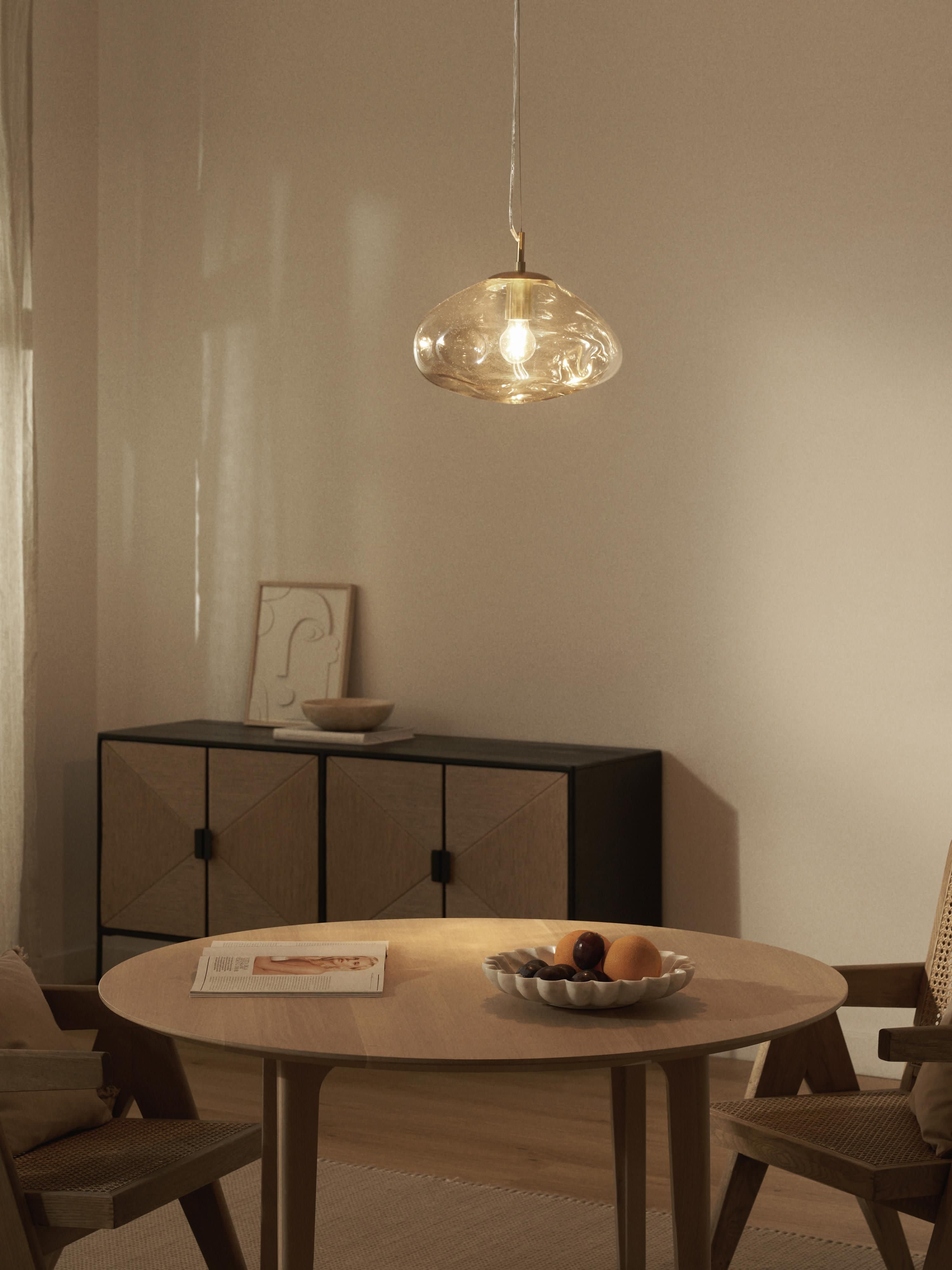 Suspension en verre Kol - Beige, doré