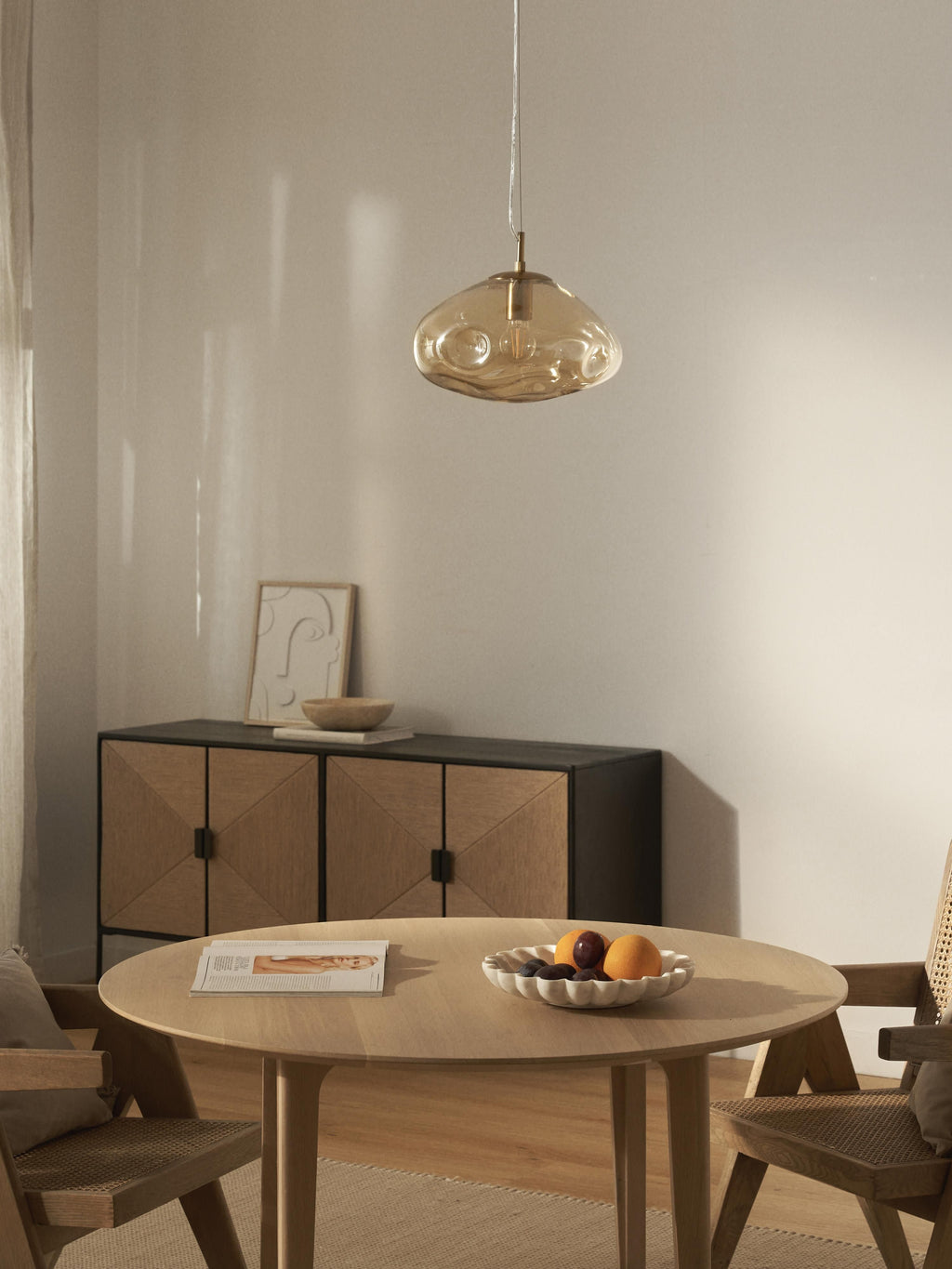 Suspension en verre Kol - Beige, doré