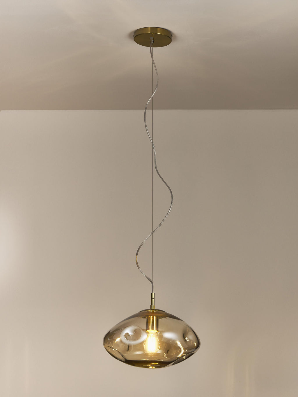 Suspension en verre Kol - Beige, doré