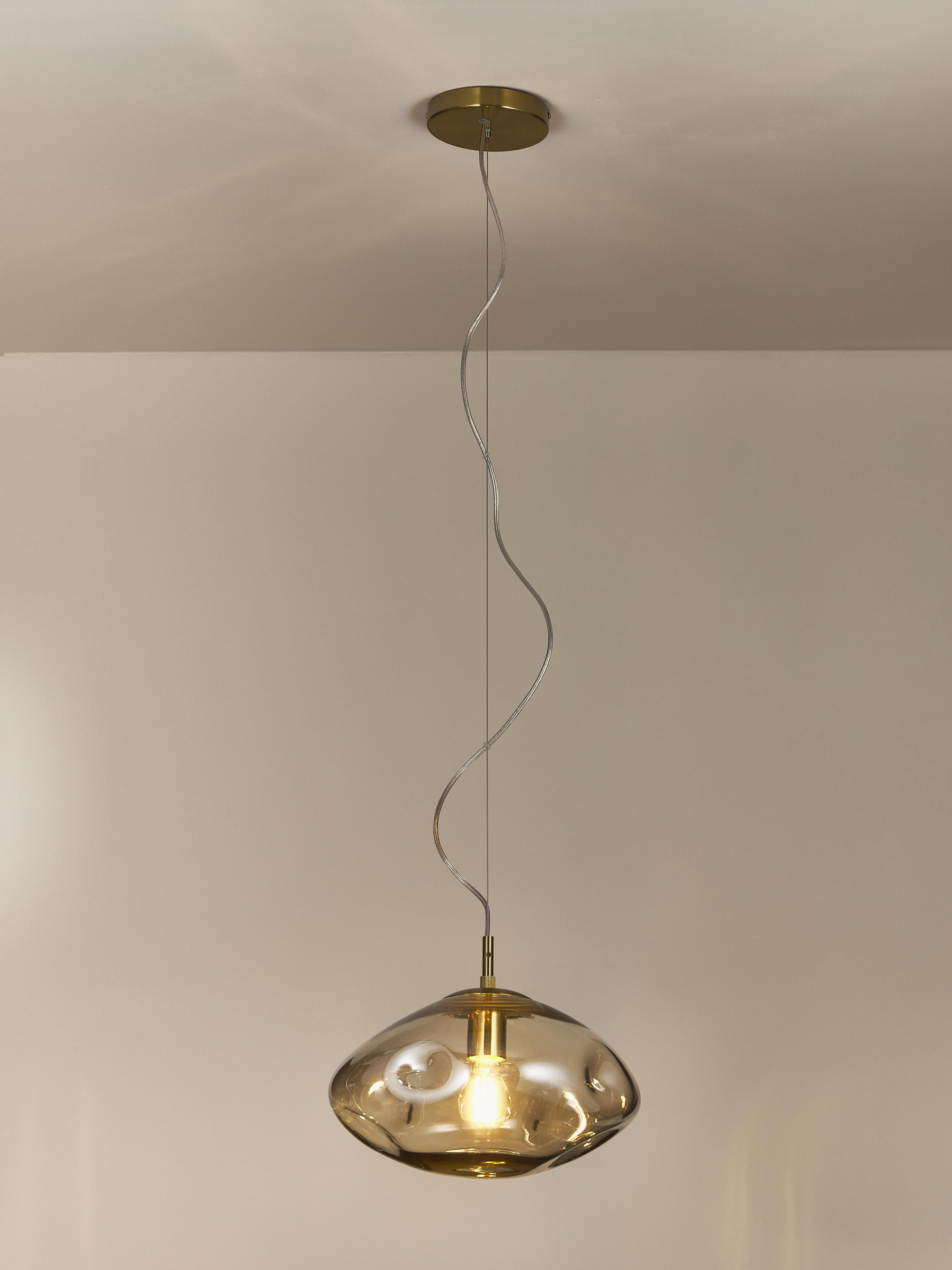 Suspension en verre Kol - Beige, doré
