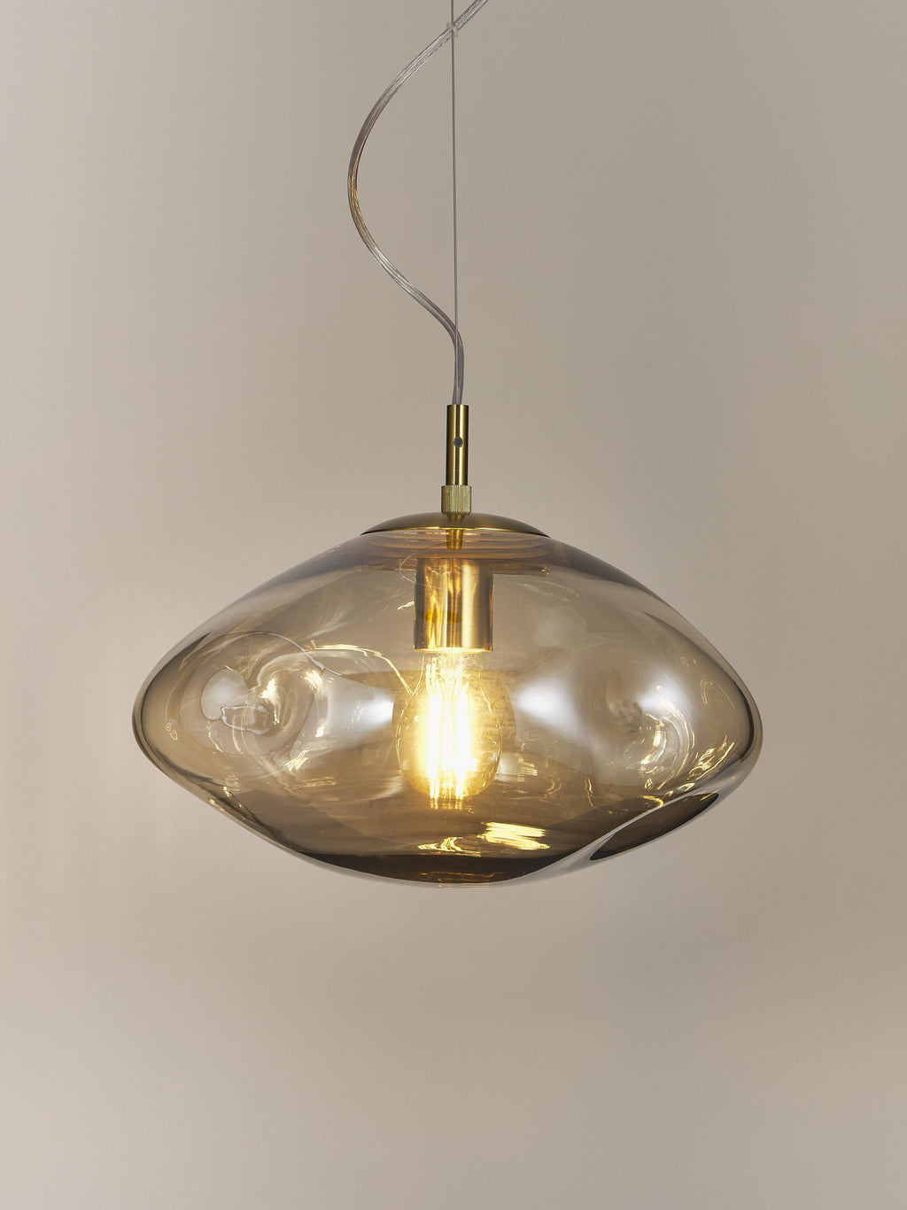 Suspension en verre Kol - Beige, doré