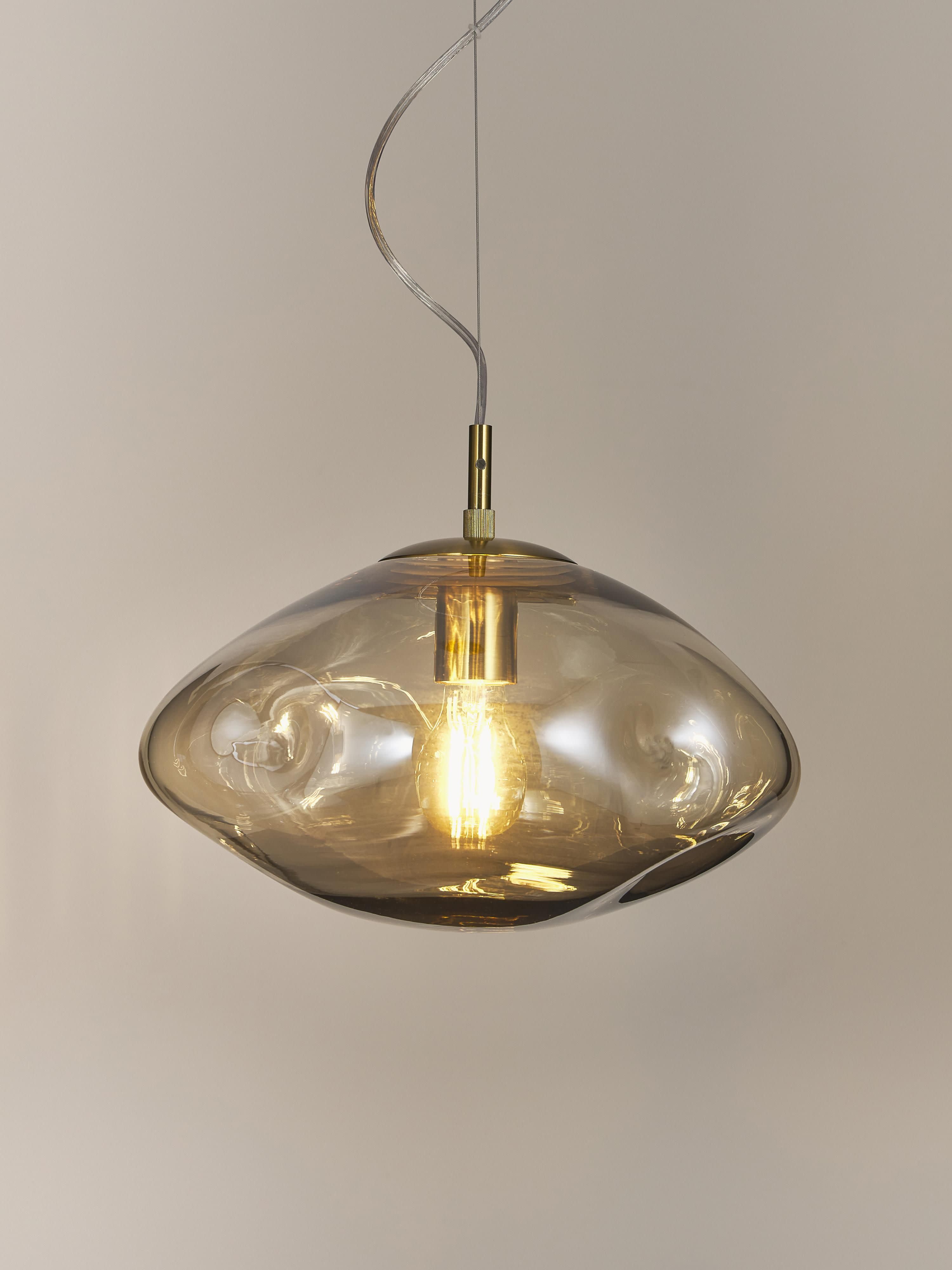 Suspension en verre Kol - Beige, doré