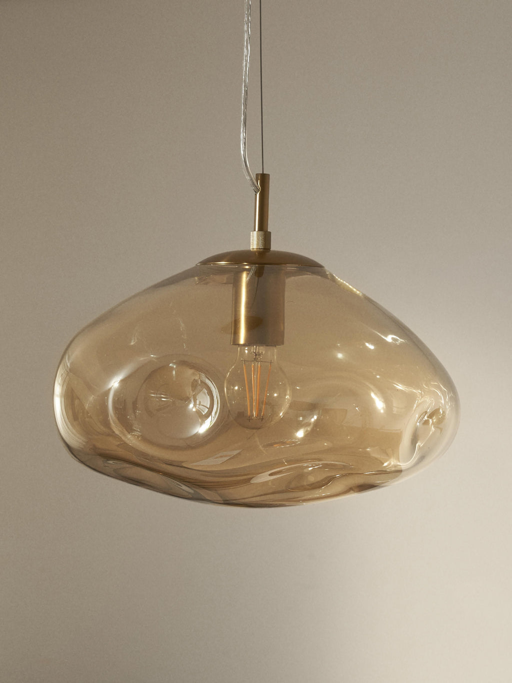 Suspension en verre Kol - Beige, doré