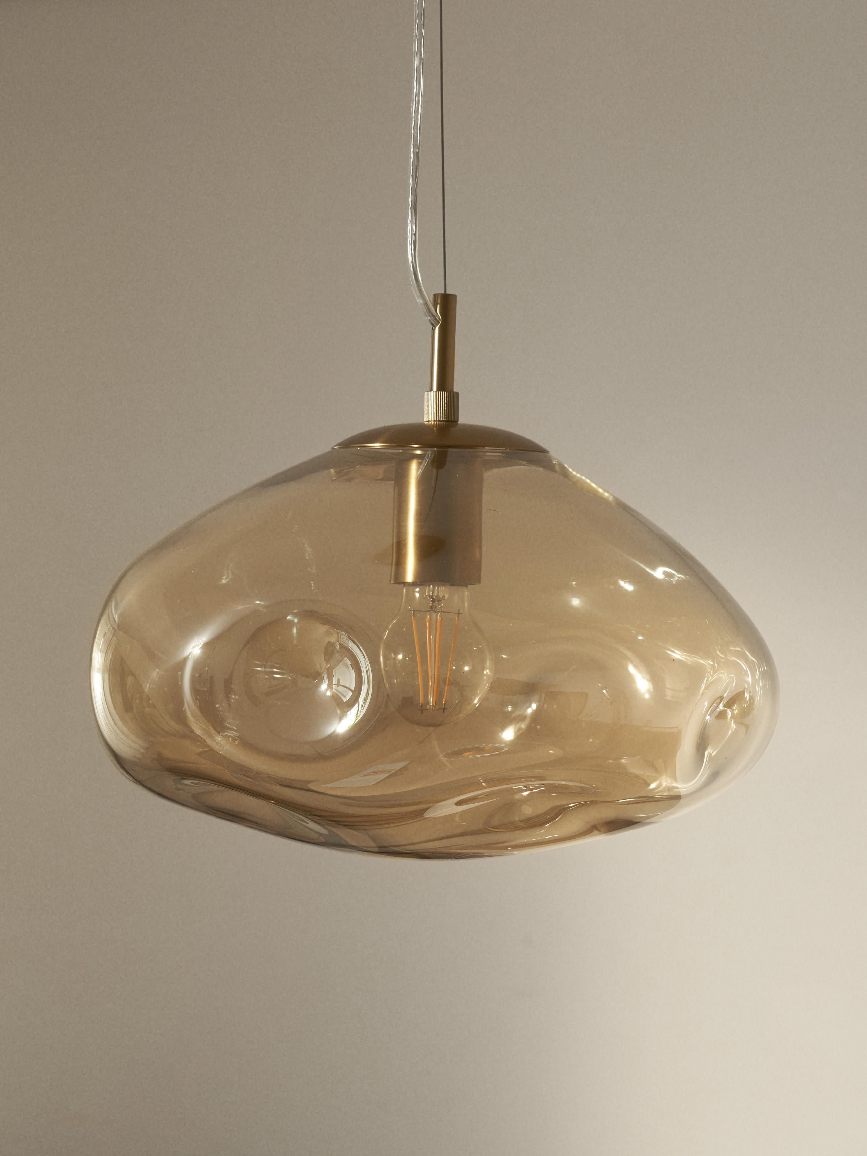 Suspension en verre Kol - Beige, doré