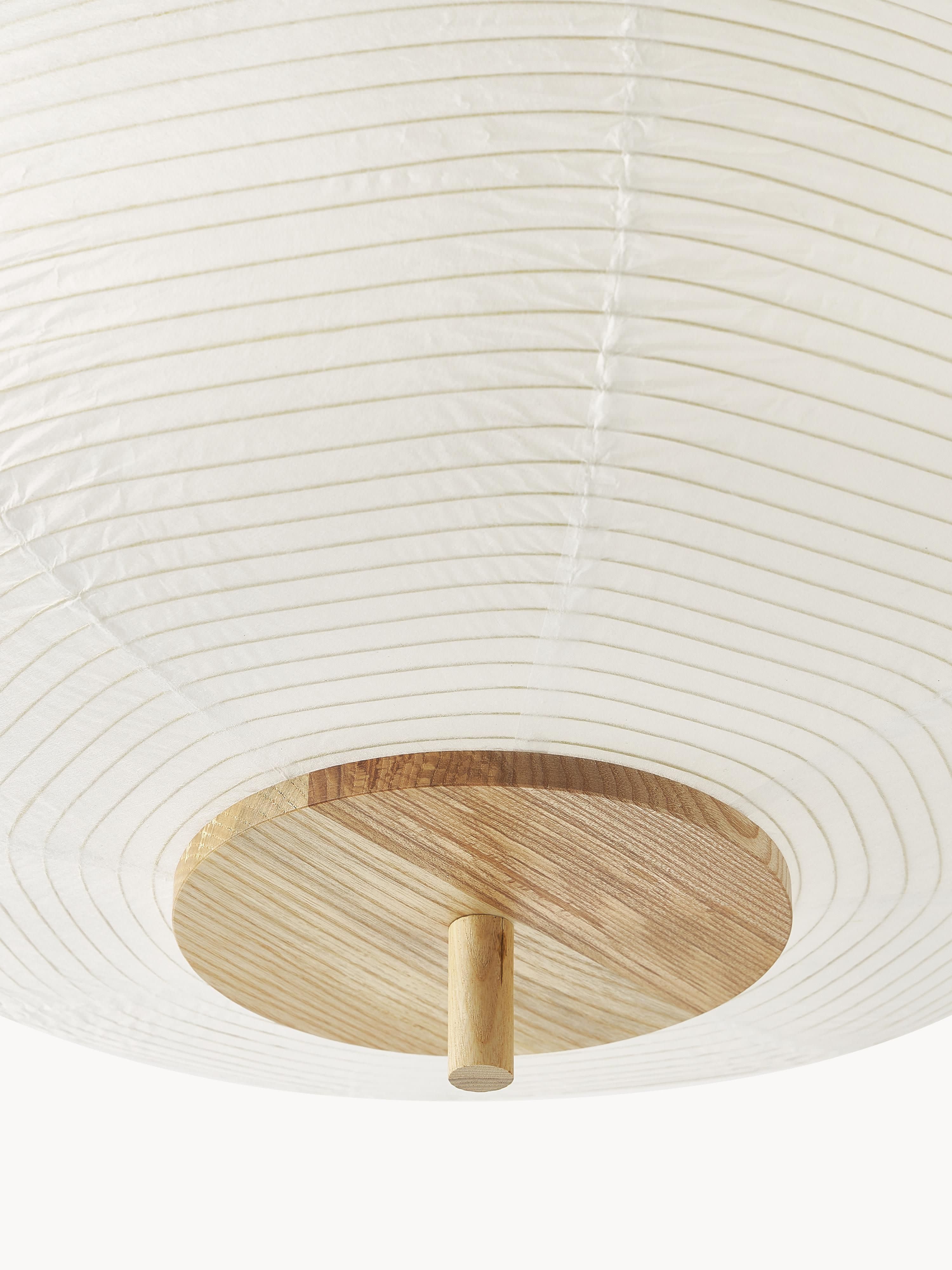 Plafonnier design en papier de riz Plato - Blanc, bois clair