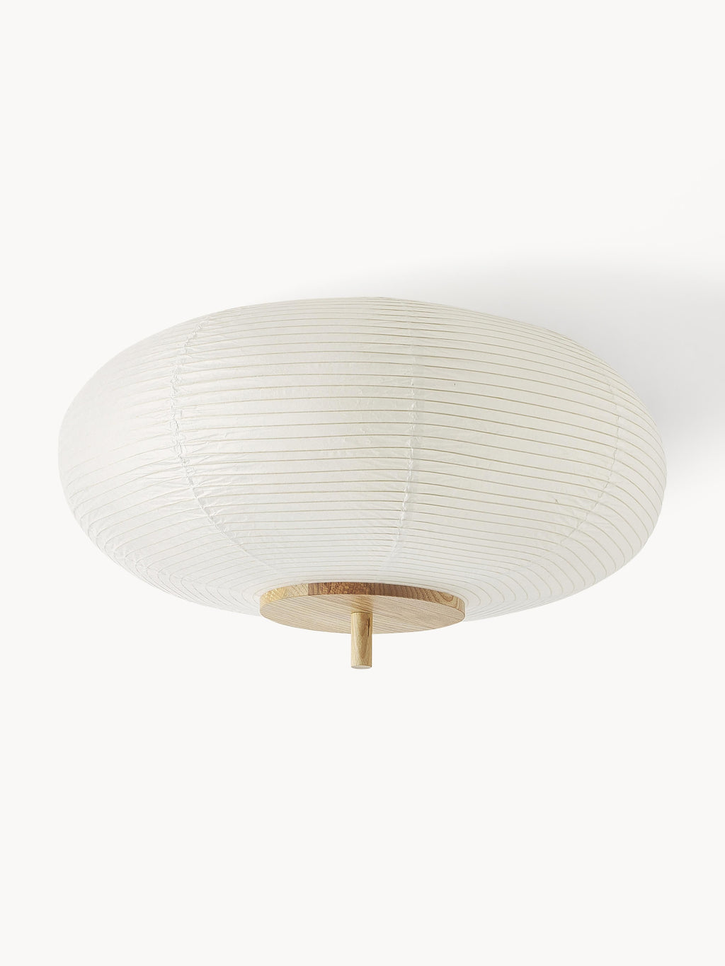 Plafonnier design en papier de riz Plato - Blanc, bois clair