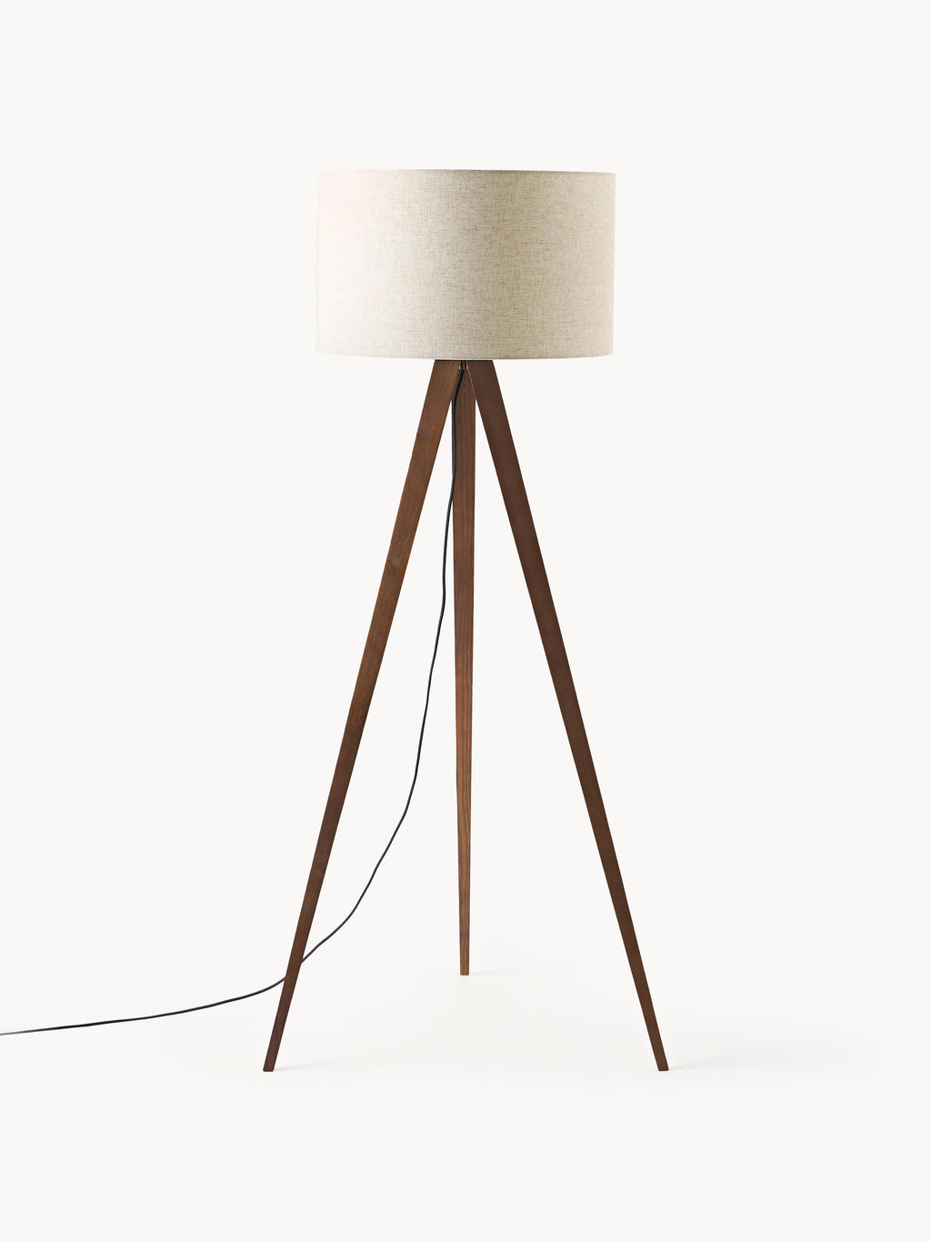 Lampadaire trépied scandi en bois massif Garth - Beige, brun foncé