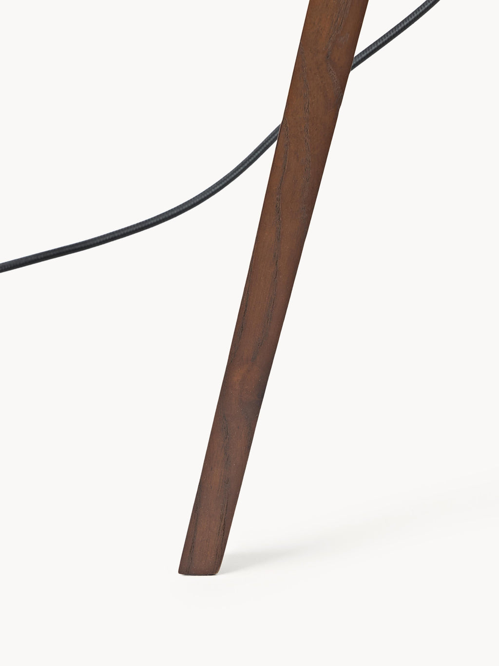 Lampadaire trépied scandi en bois massif Garth - Blanc cassé, brun