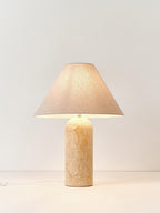 Grande lampe à poser avec socle en marbre Baldvin - Beige, marbré