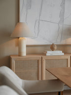 Grande lampe à poser avec socle en marbre Baldvin - Beige, marbré