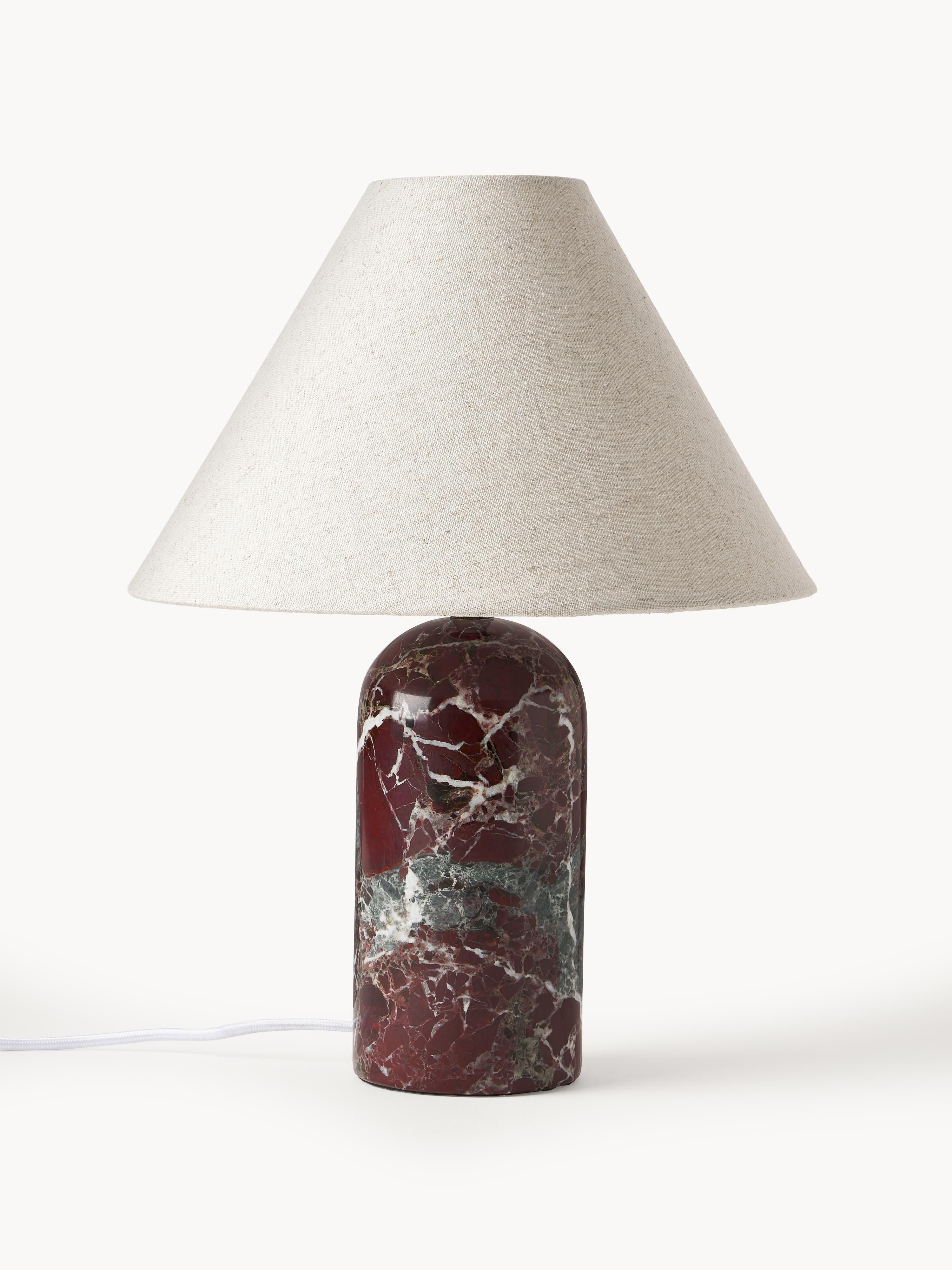 Lampe à poser avec pied en marbre Baldvin - Beige, rouge, marbré