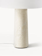 Lampe à poser avec pied en travertin Quinn - Blanc, beige, travertin