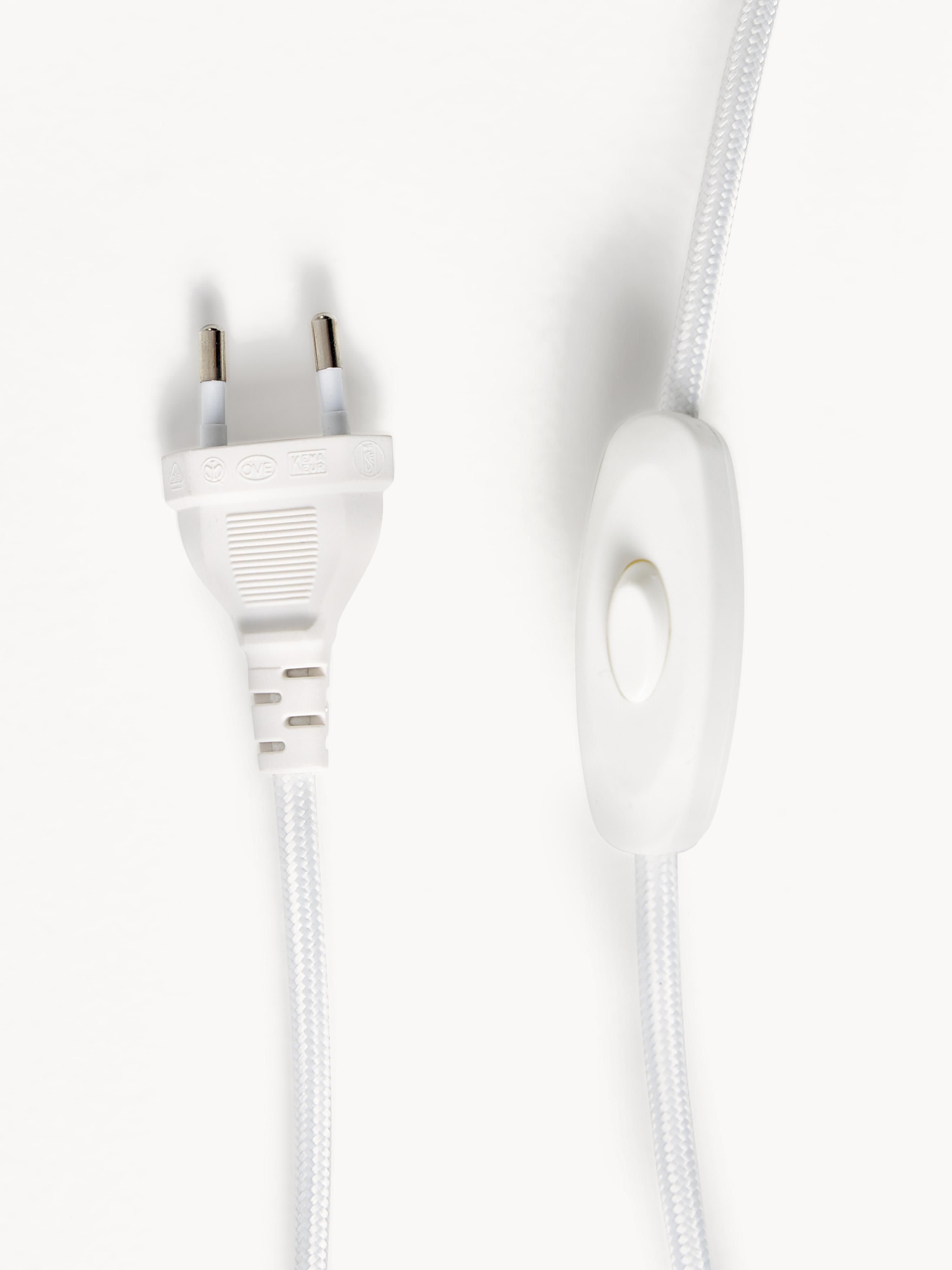 Lampe à poser avec pied en travertin Quinn - Blanc, beige, travertin