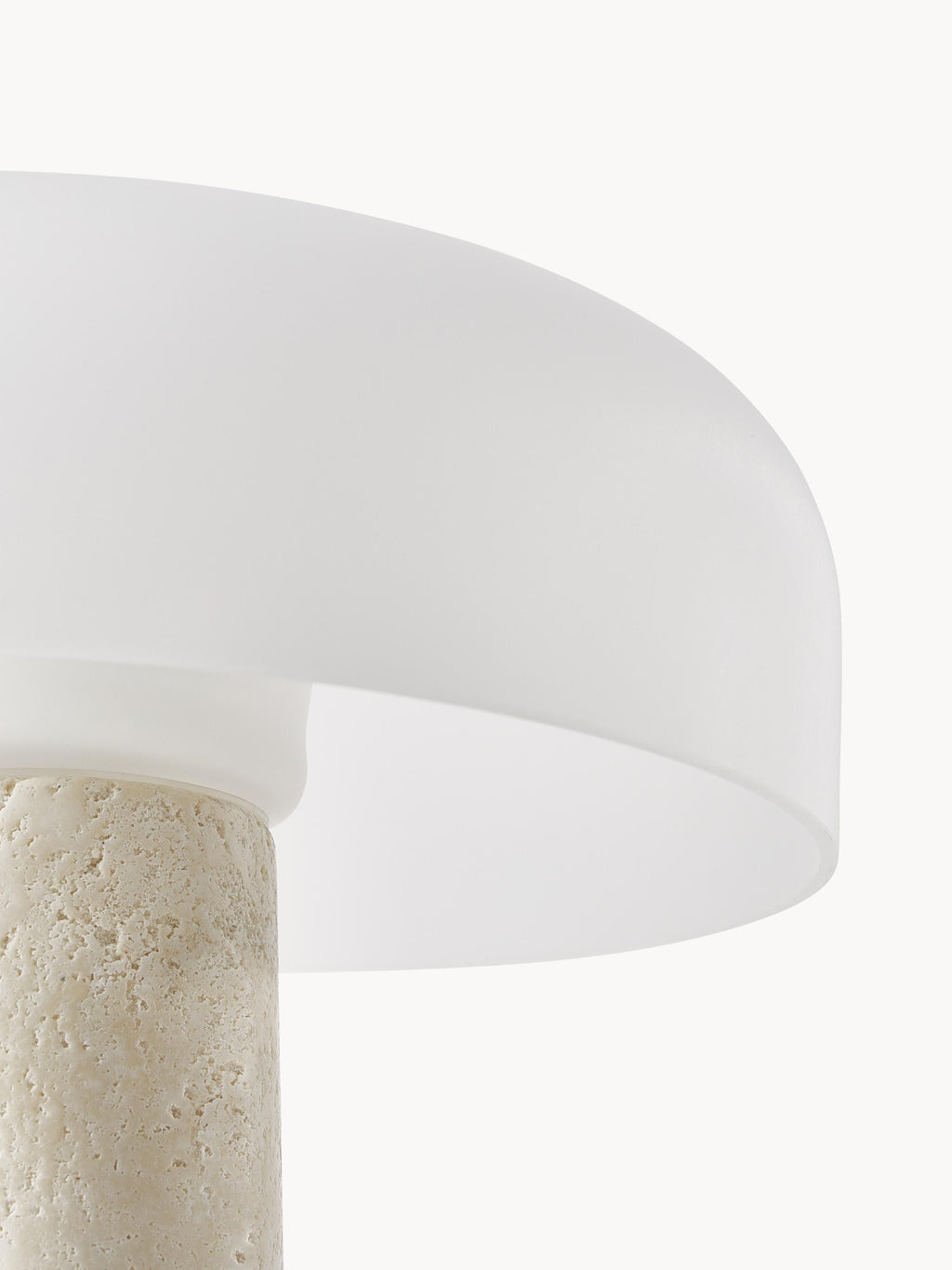 Lampe à poser avec pied en travertin Quinn - Blanc, beige, travertin