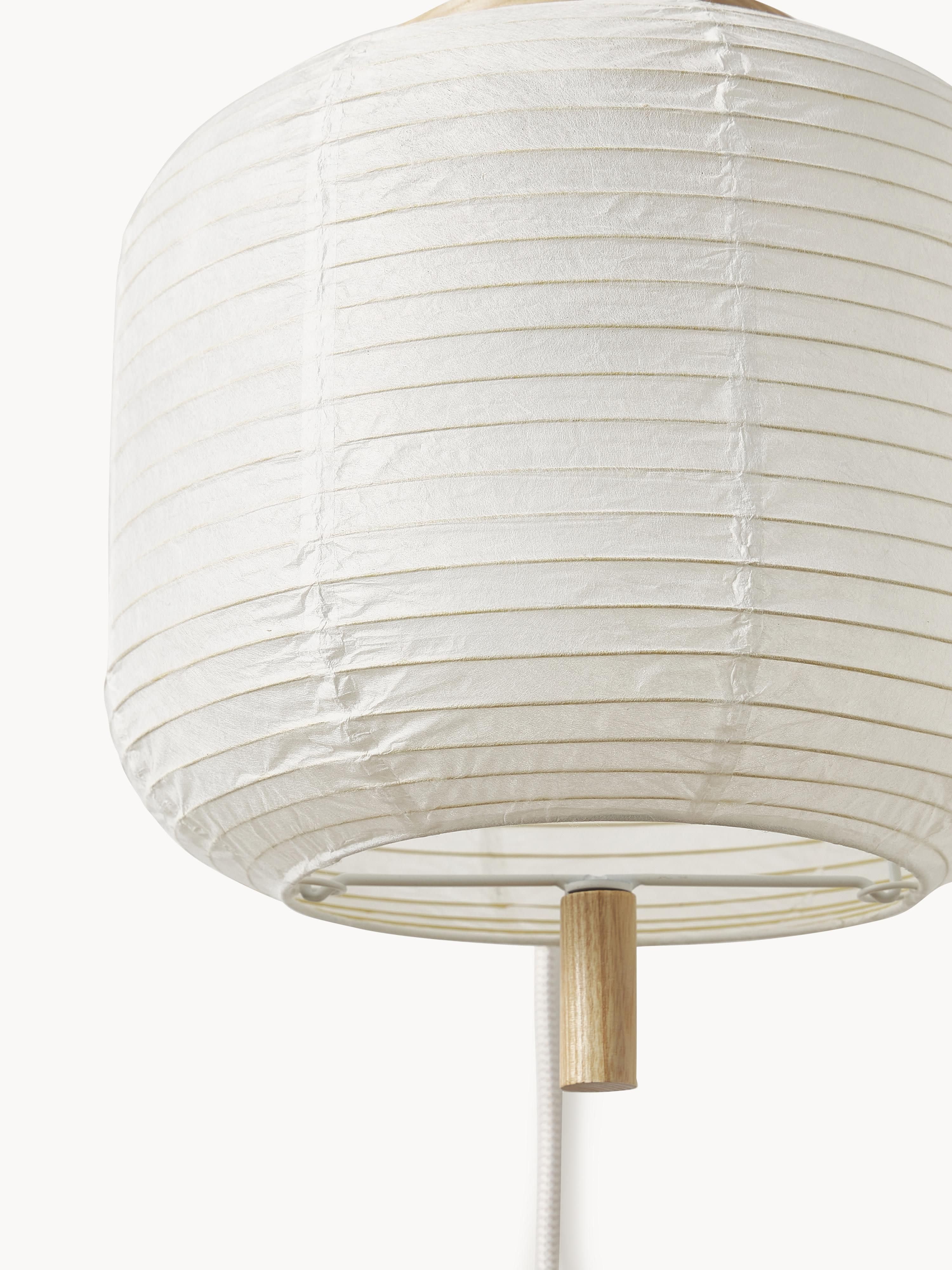 Applique murale design en papier de riz Plato - Blanc, bois clair