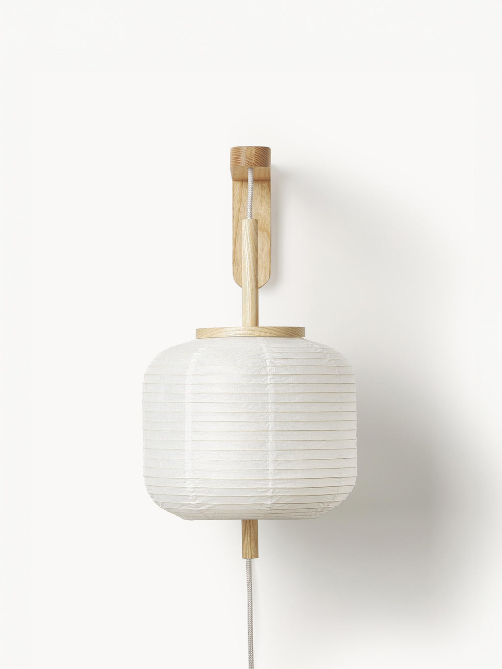 Applique murale design en papier de riz Plato - Blanc, bois clair