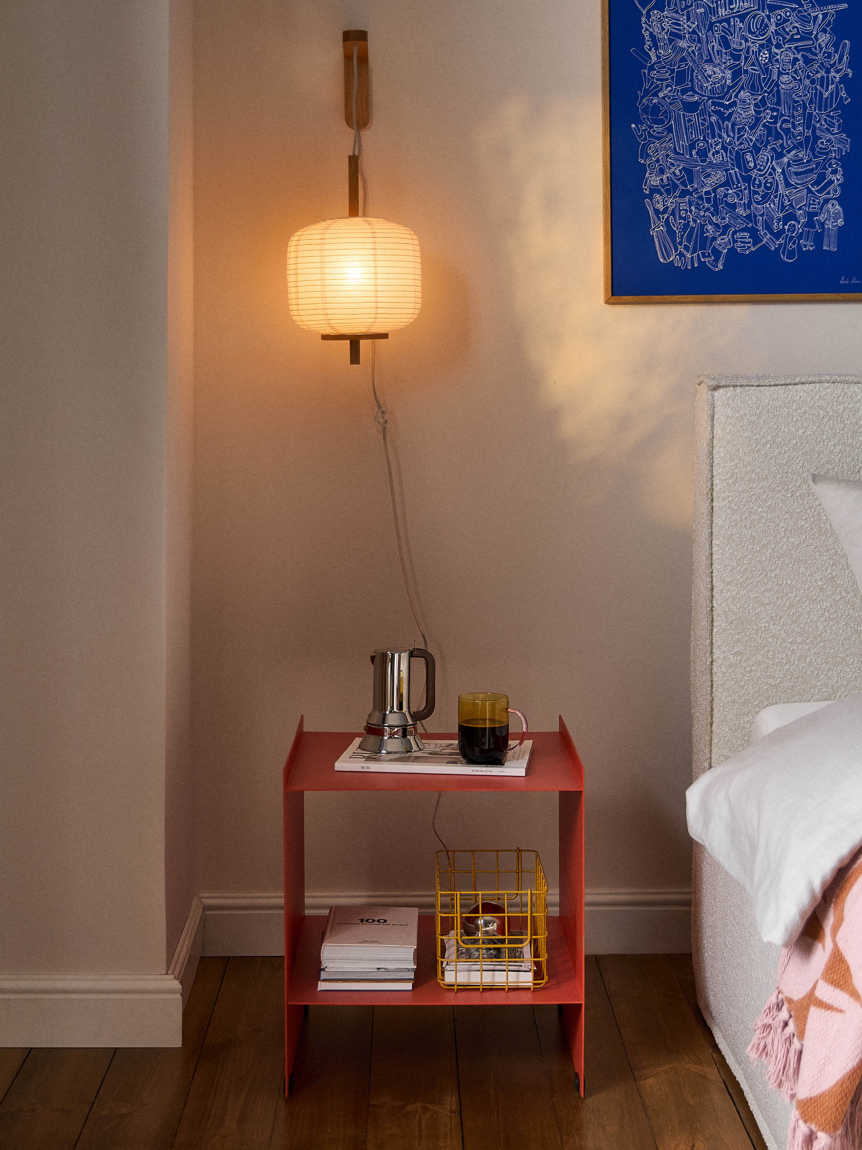 Applique murale design en papier de riz Plato - Blanc, bois clair