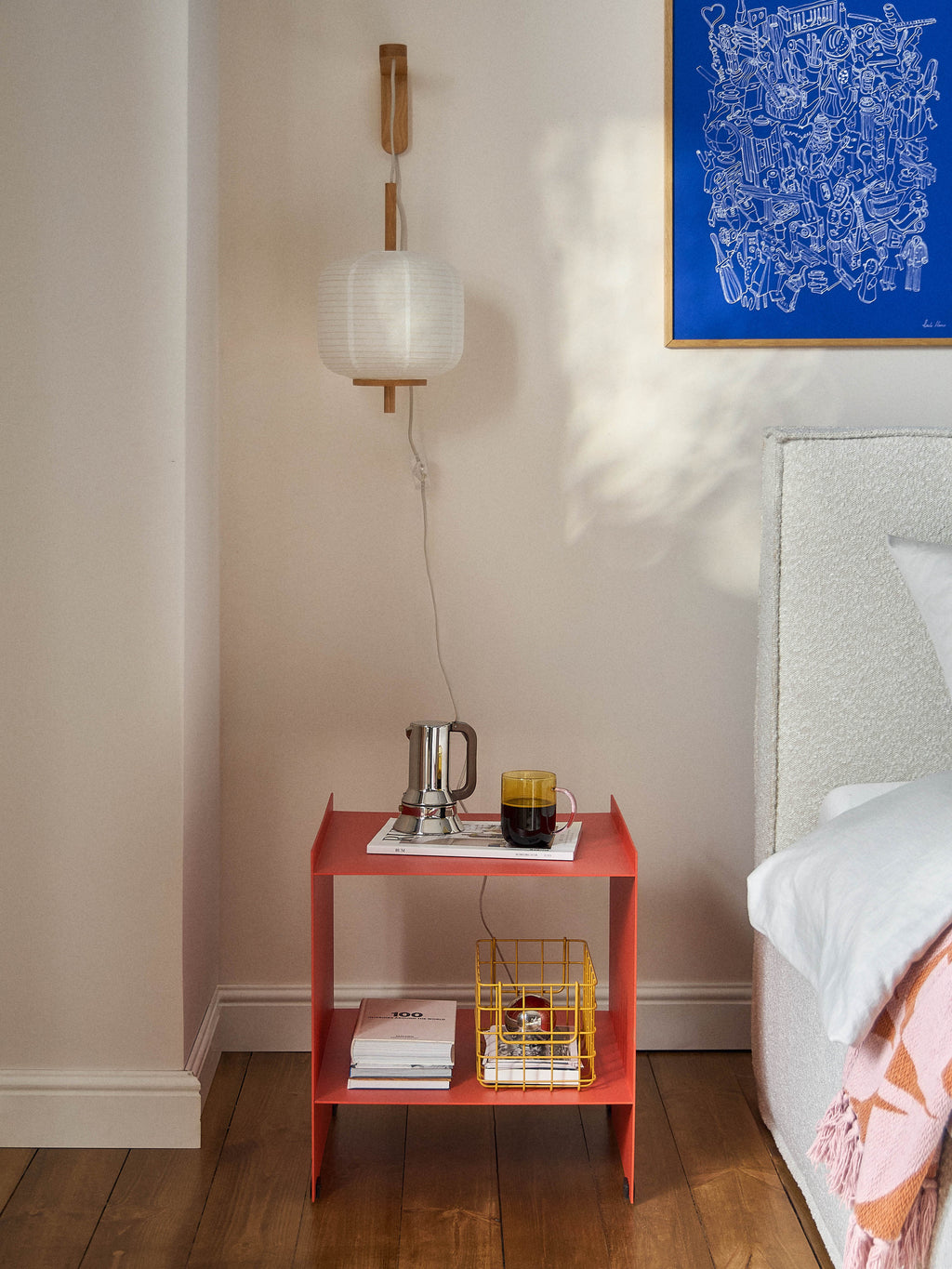 Applique murale design en papier de riz Plato - Blanc, bois clair