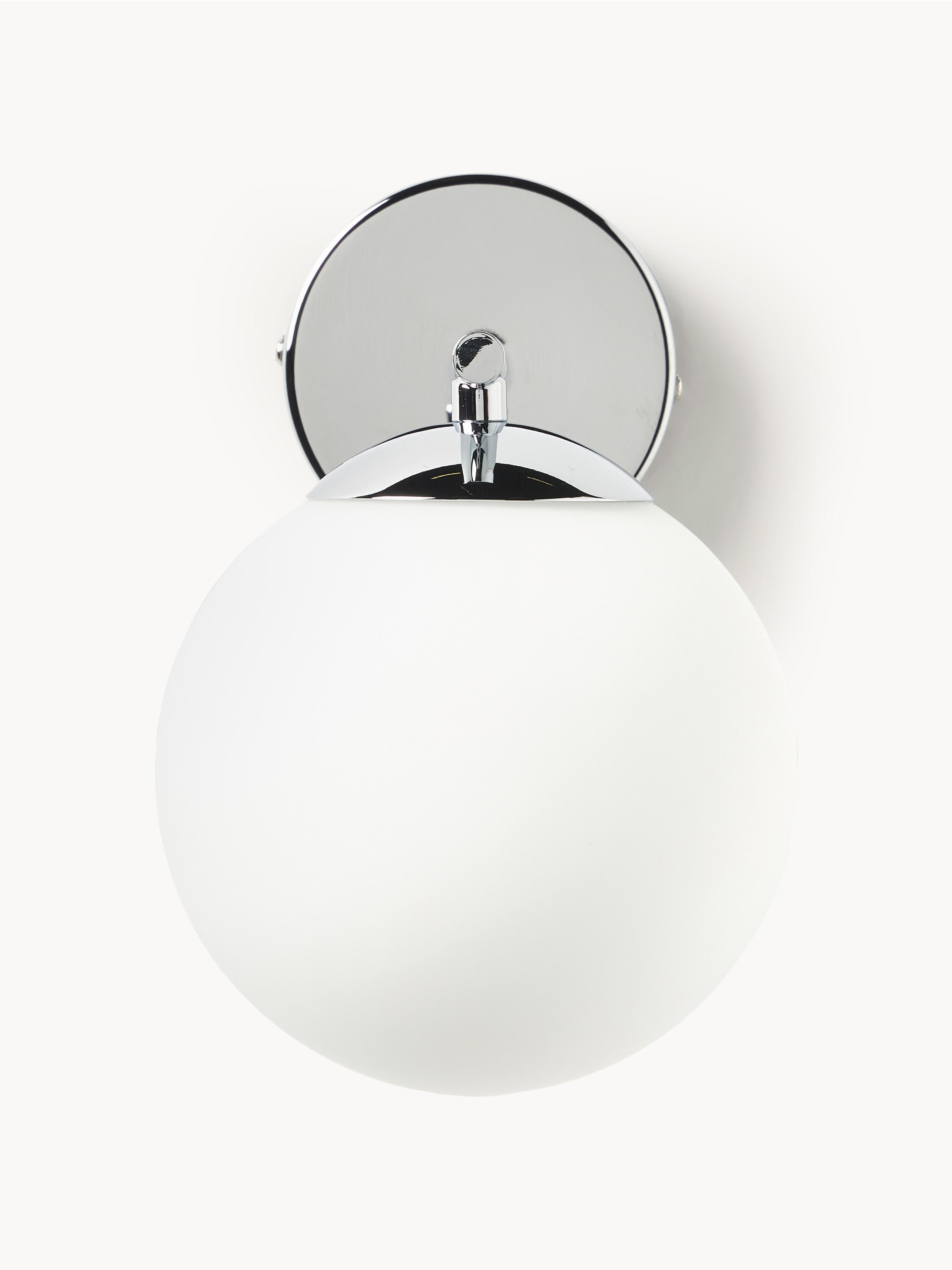 Applique murale en verre opalescent Niilo - Blanc, gris chrome